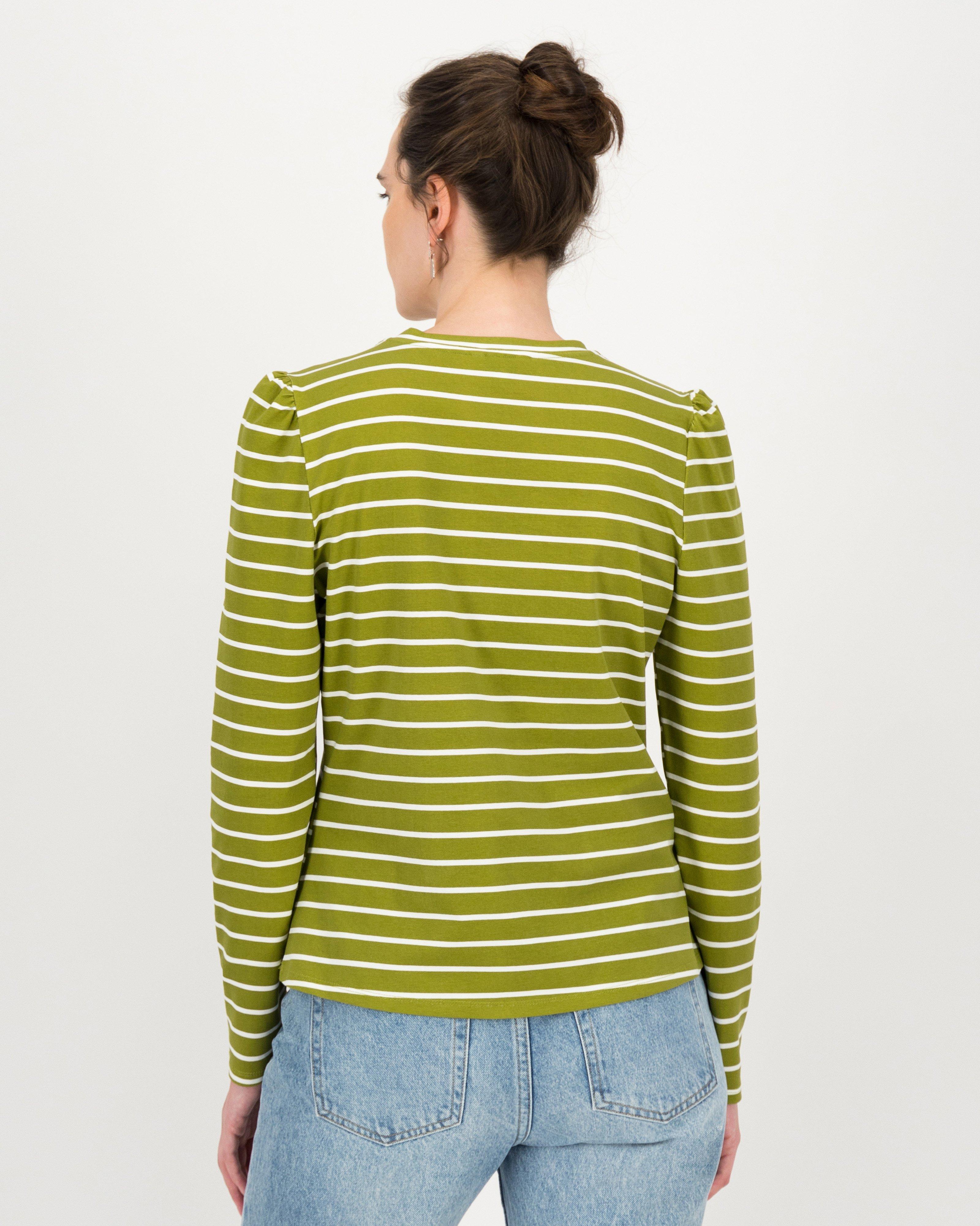 Thelma Striped Basic T-Shirt -  fatigue