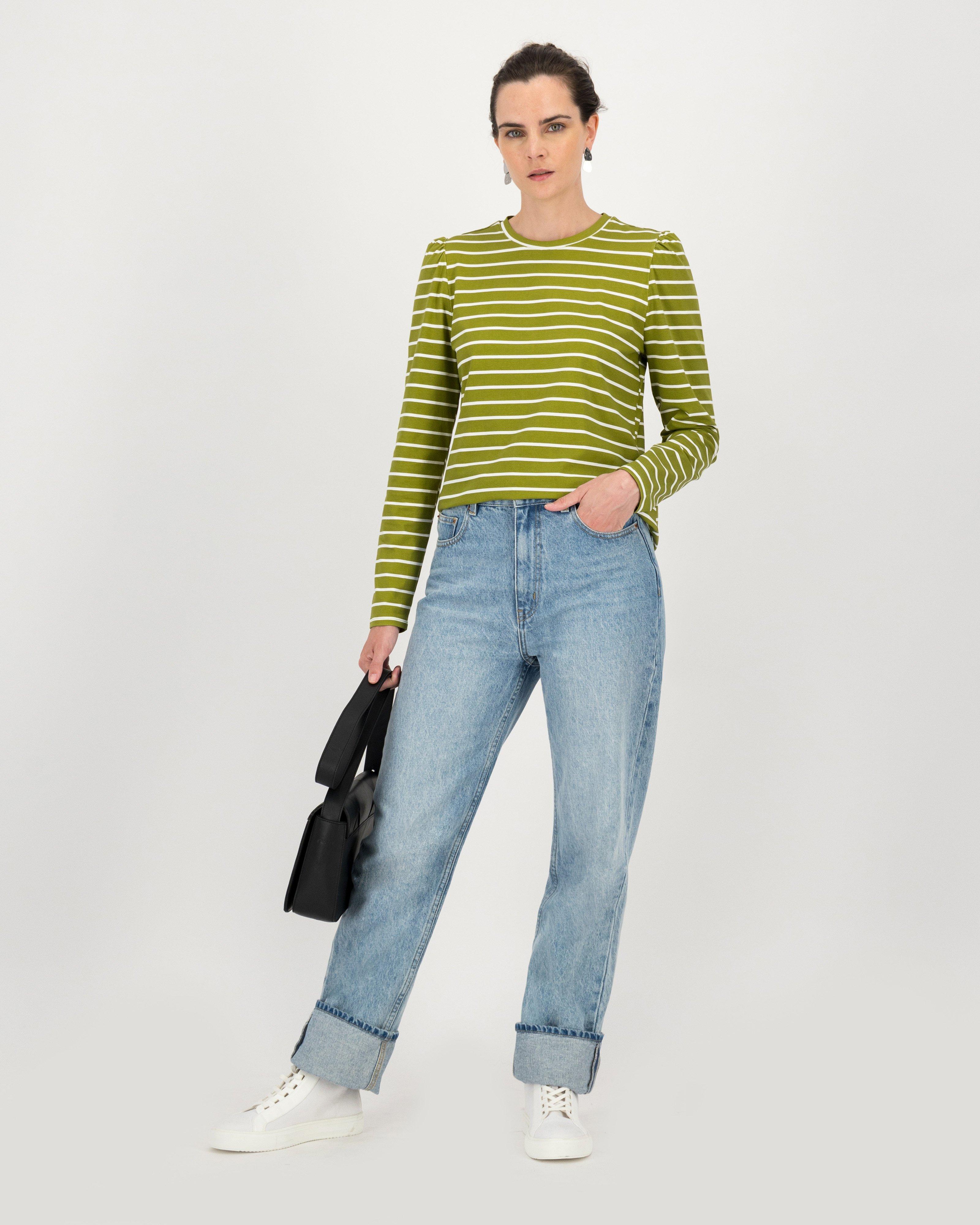 Thelma Striped Basic T-Shirt -  fatigue