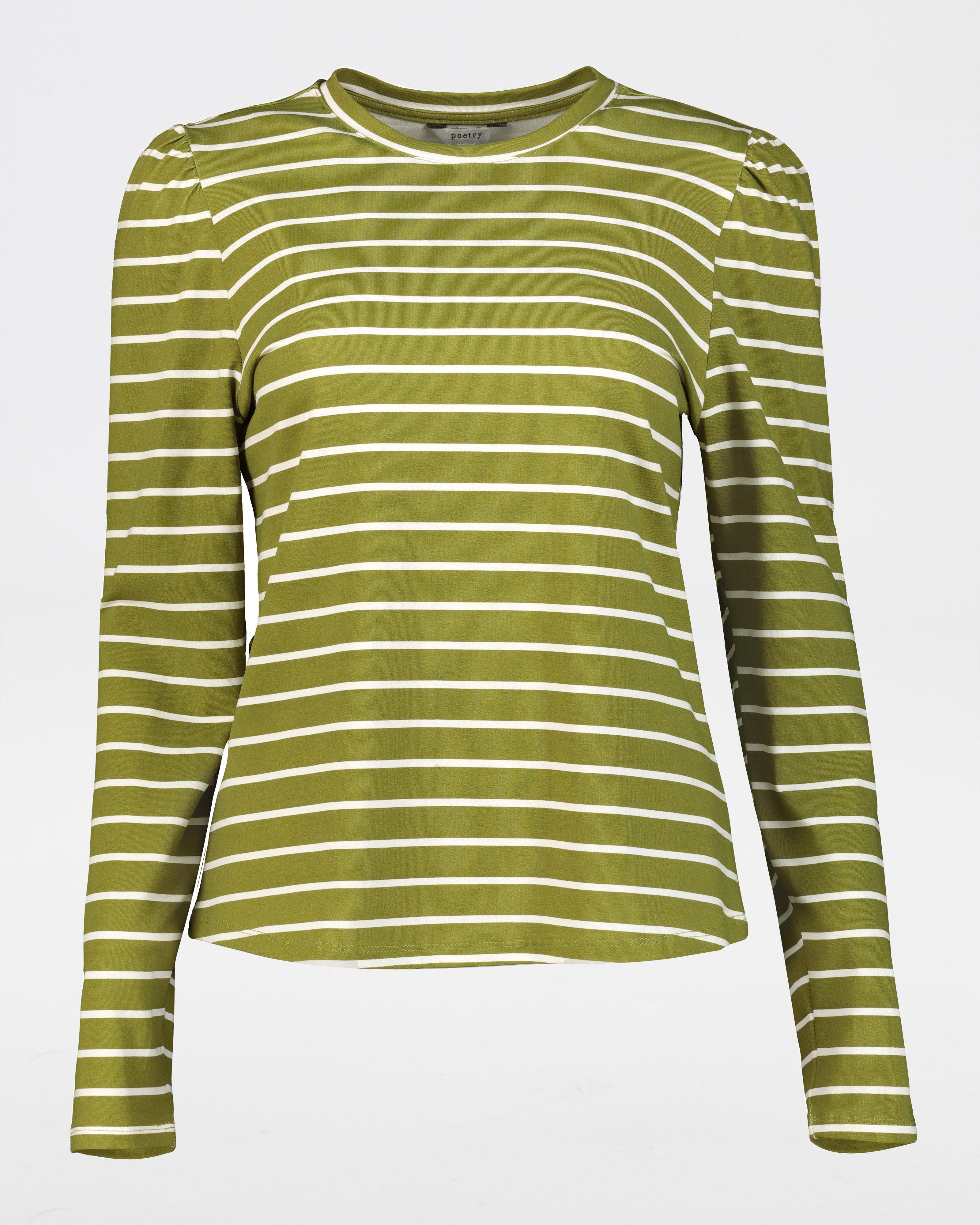 Thelma Striped Basic T-Shirt -  fatigue