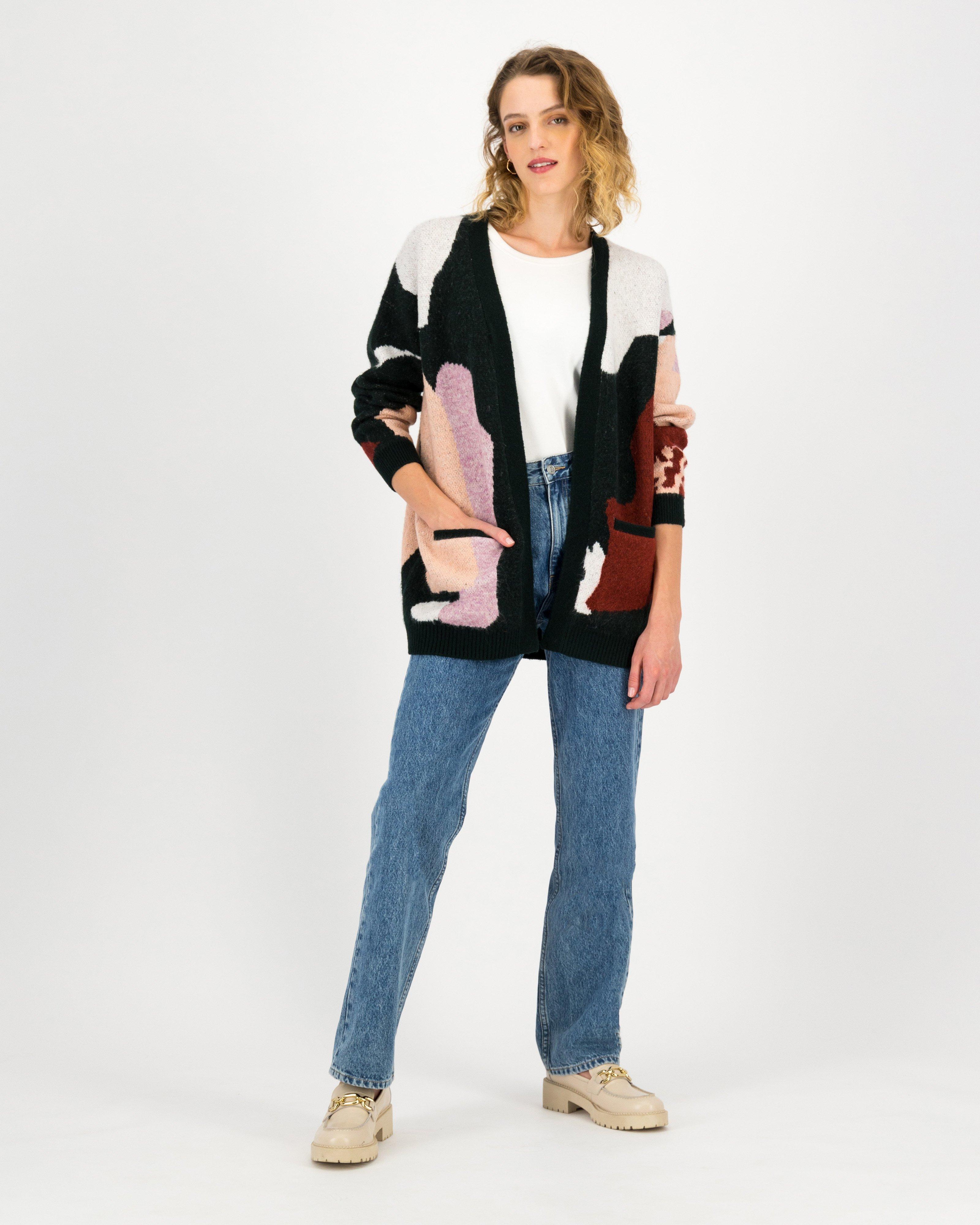 Poetry Sandy Abstract Longer Length Cardigan -  teal