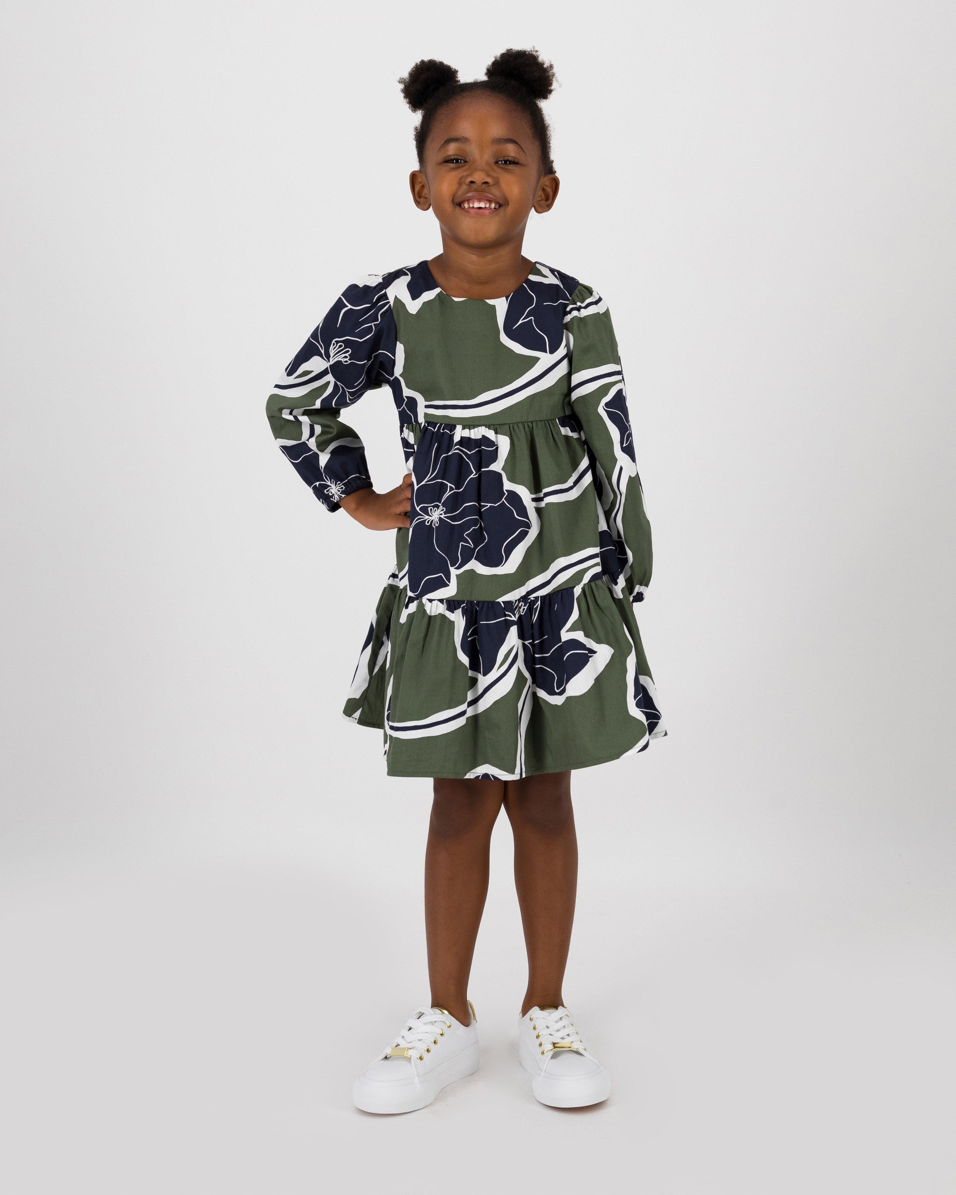 Girls Mini Aurelie Printed Dress -  olive