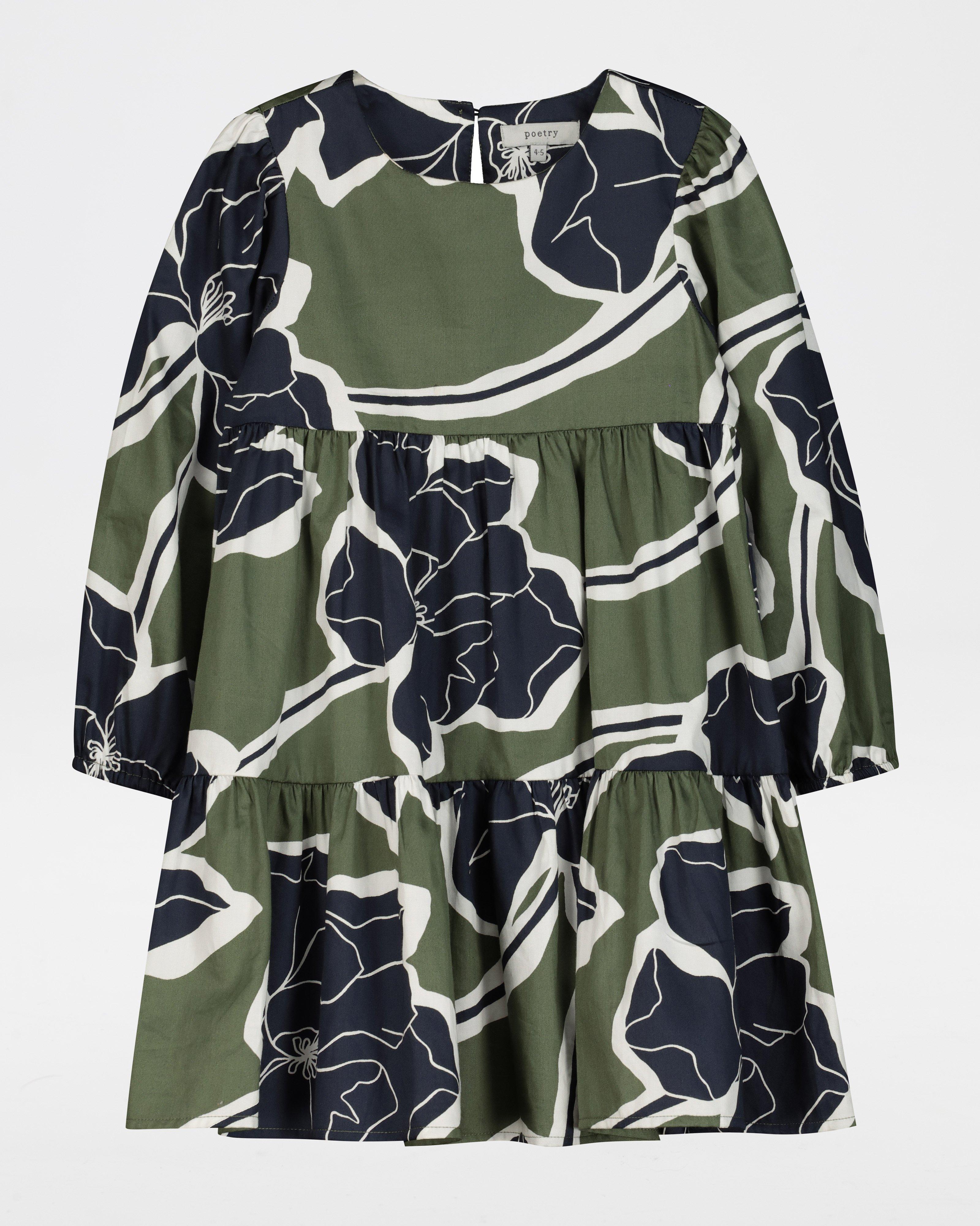 Girls Mini Aurelie Printed Dress -  olive