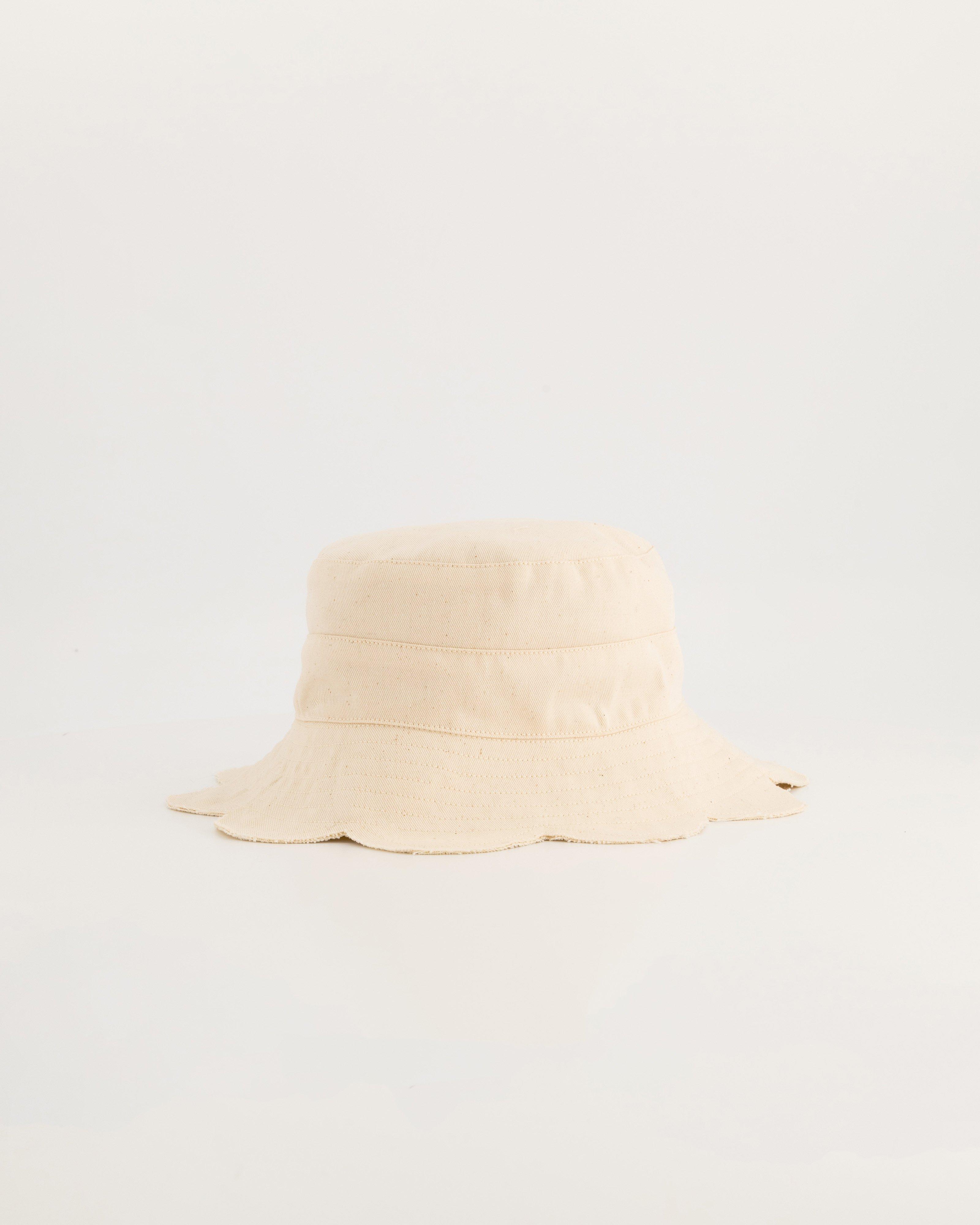 Girls Mini Teena Scallop Bucket Hat -  stone