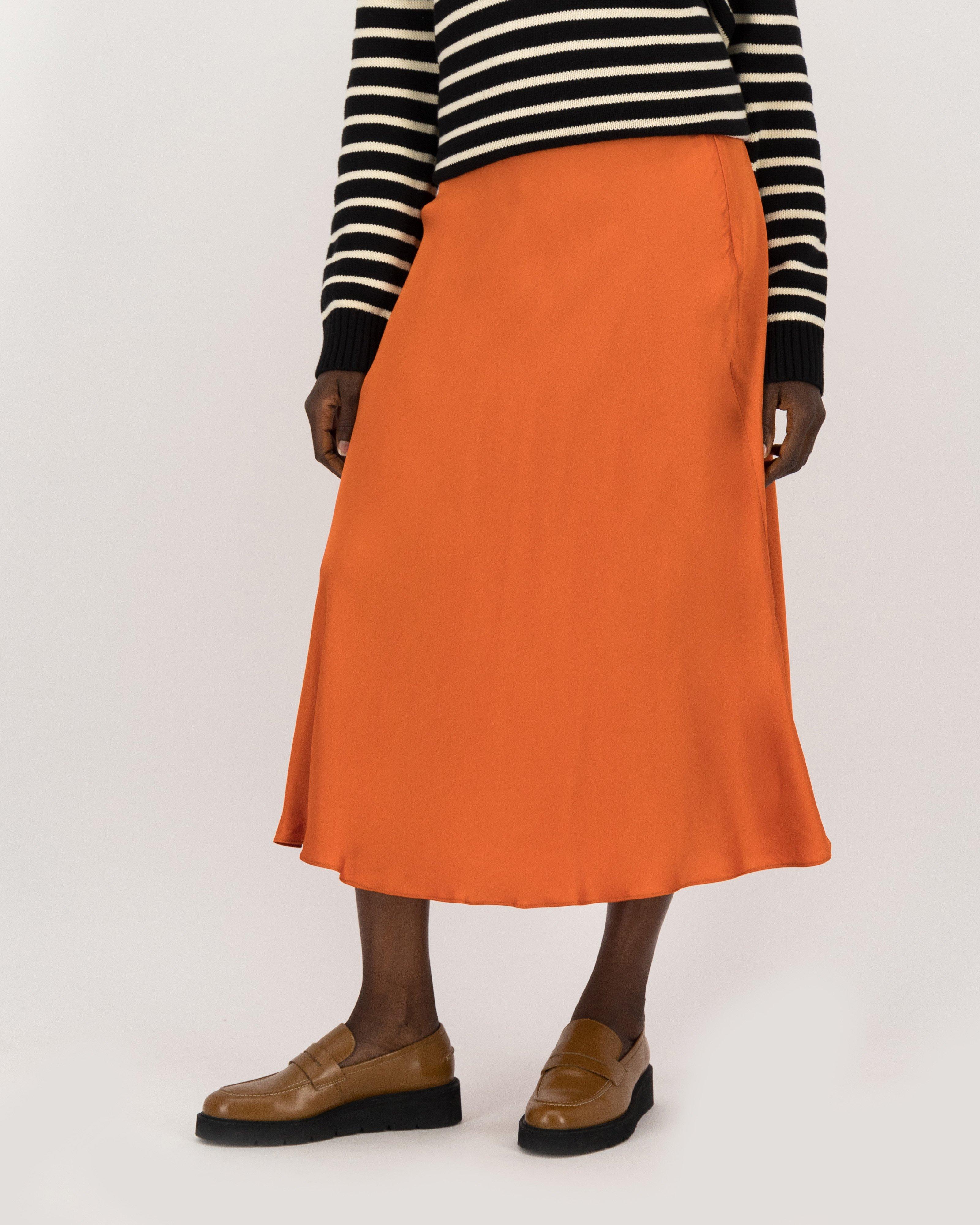 Lilou Volume Bias Cut Skirt -  orange