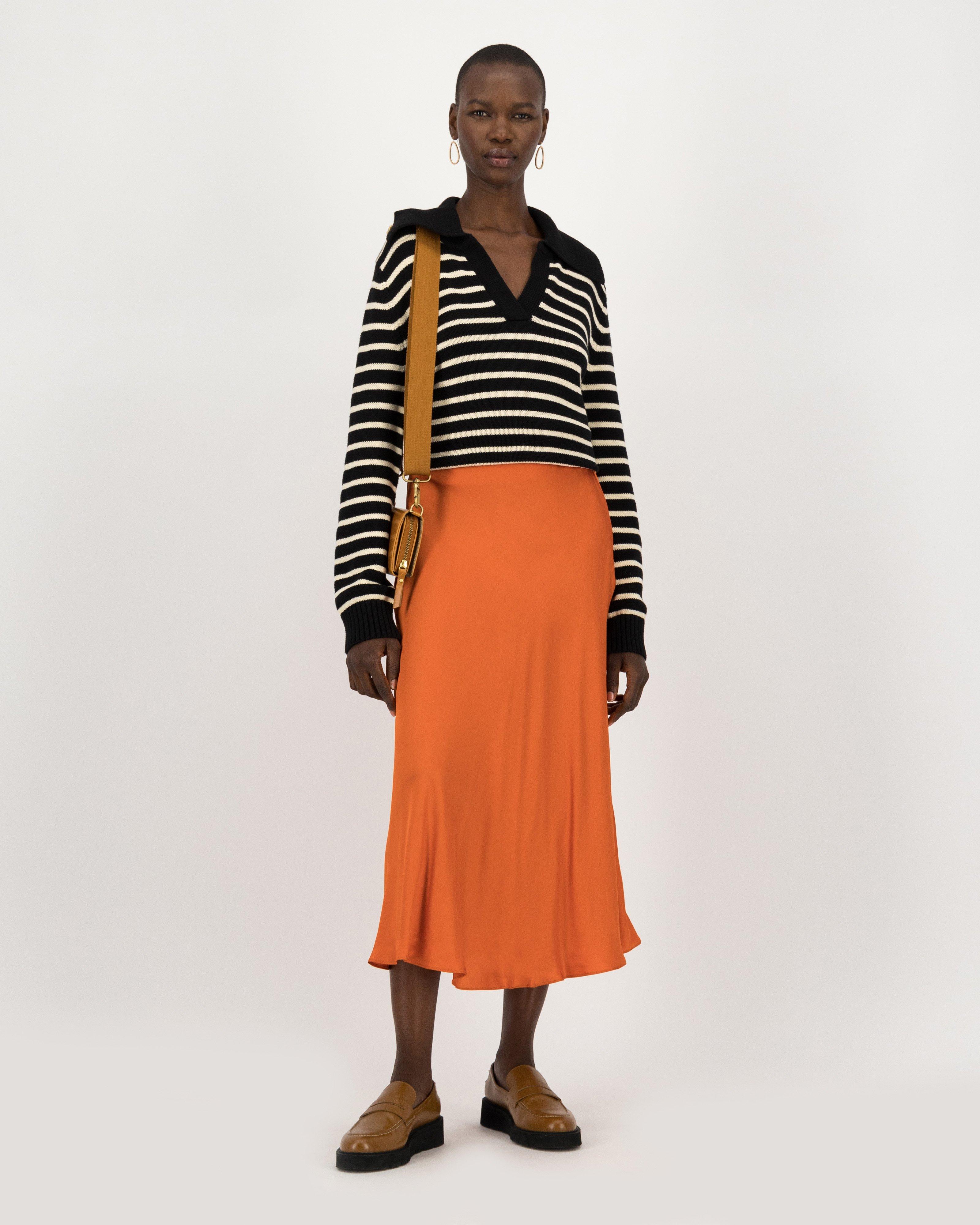 Lilou Volume Bias Cut Skirt -  orange