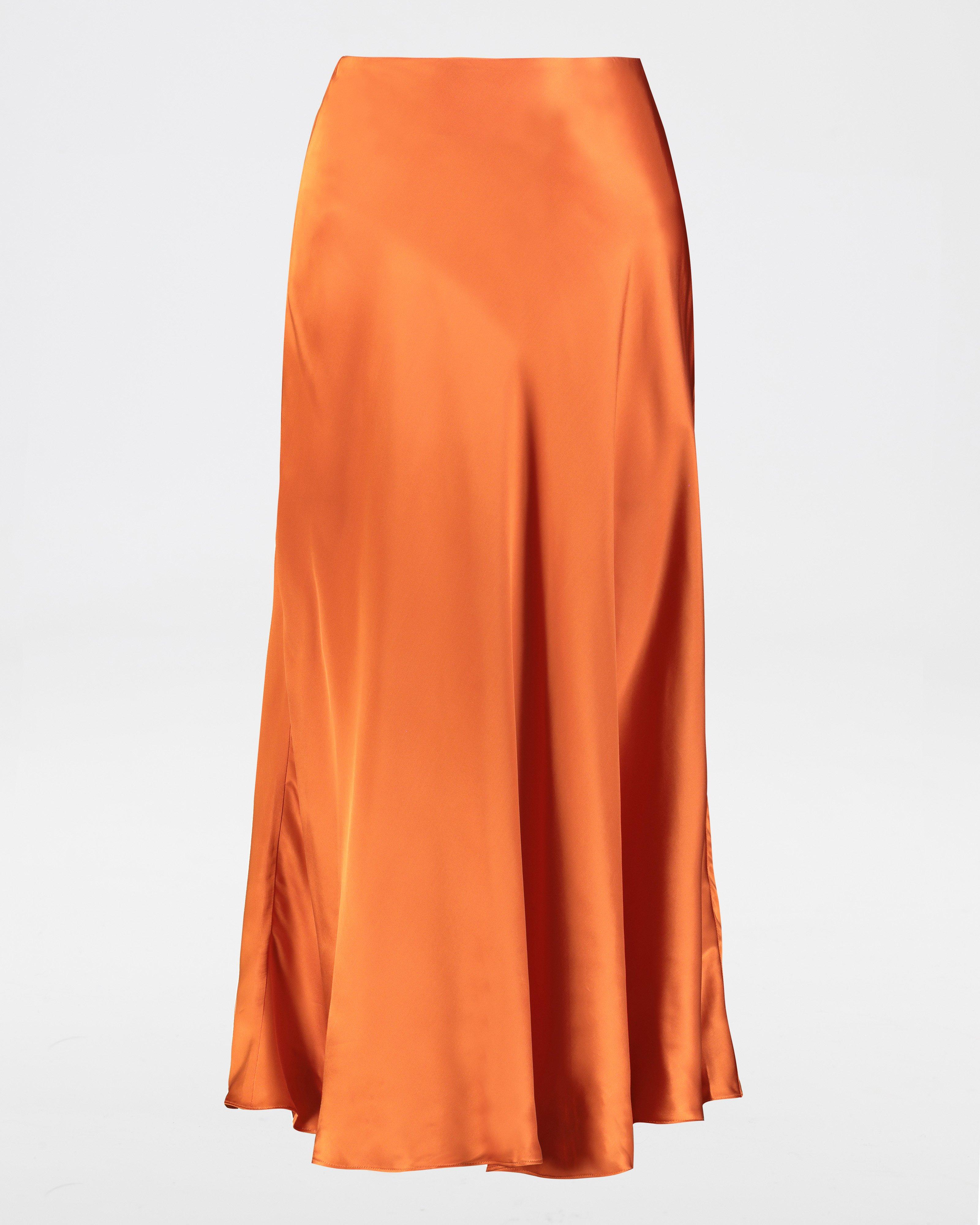 Lilou Volume Bias Cut Skirt -  orange