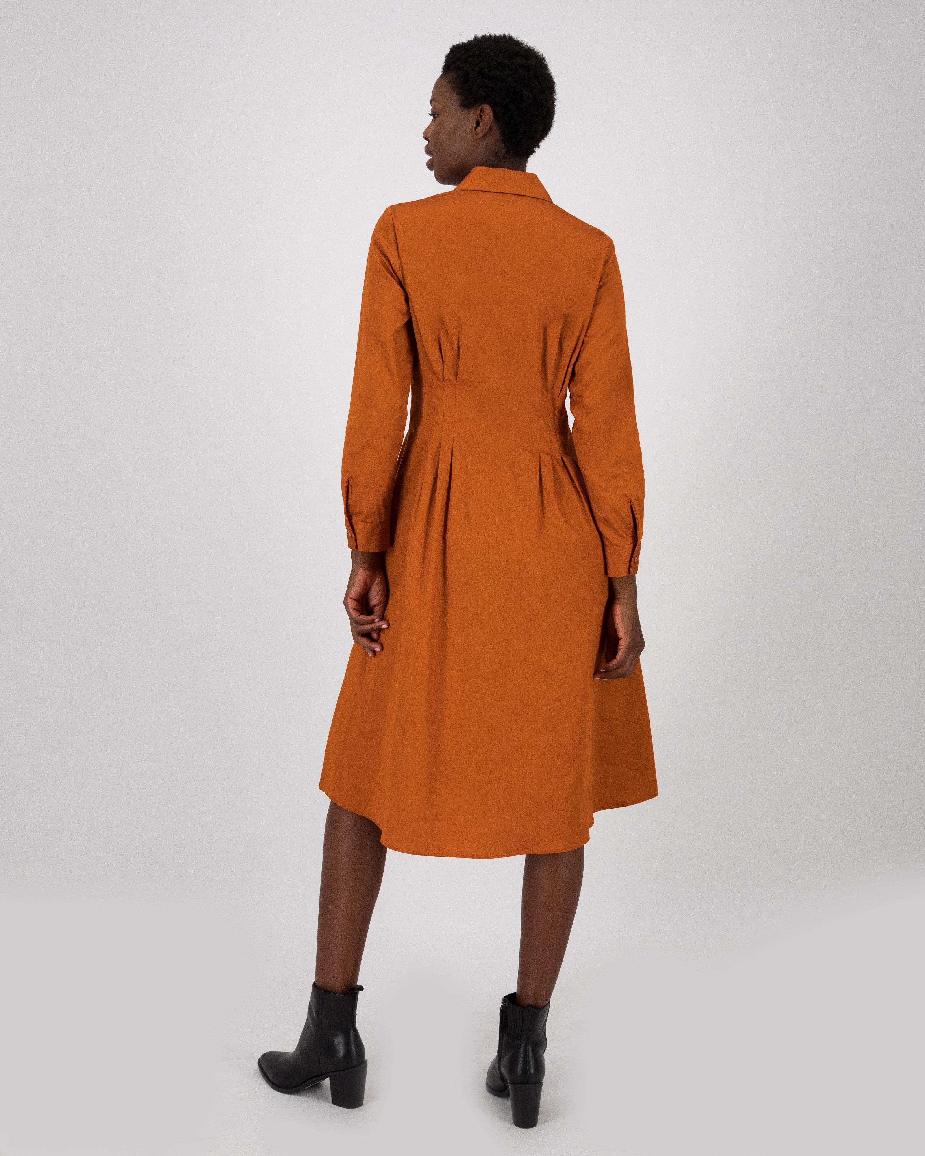 Florentine Pintuck Dress -  rust