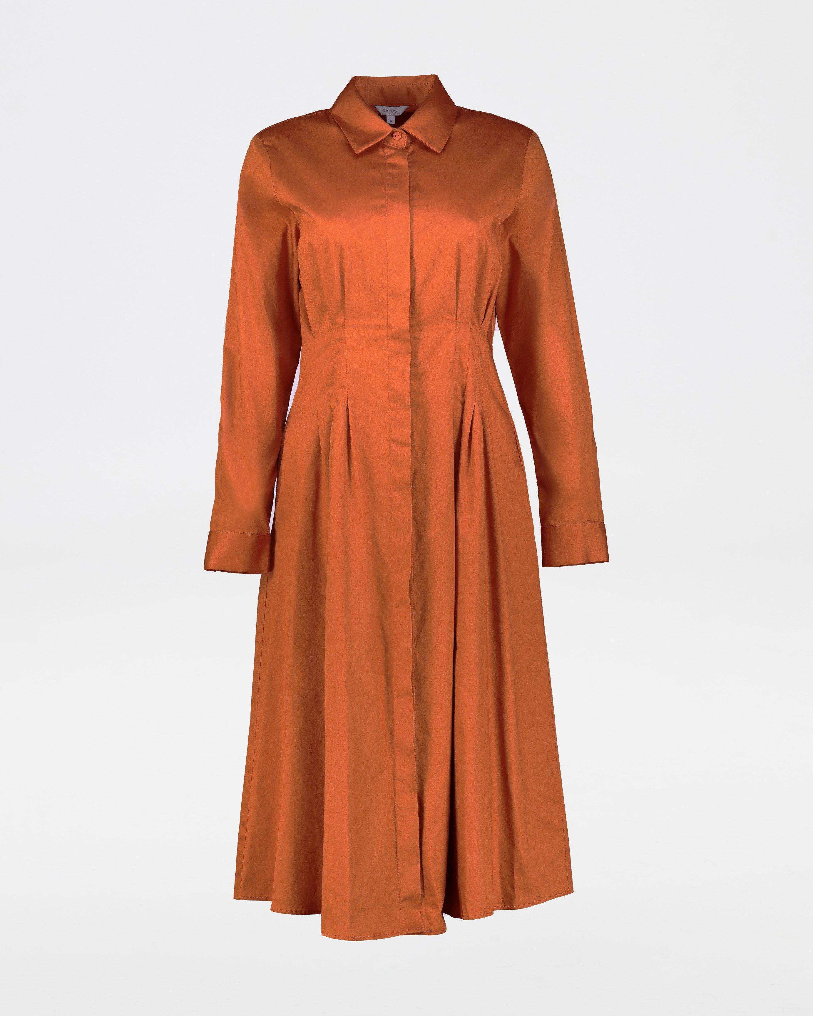 Florentine Pintuck Dress -  rust