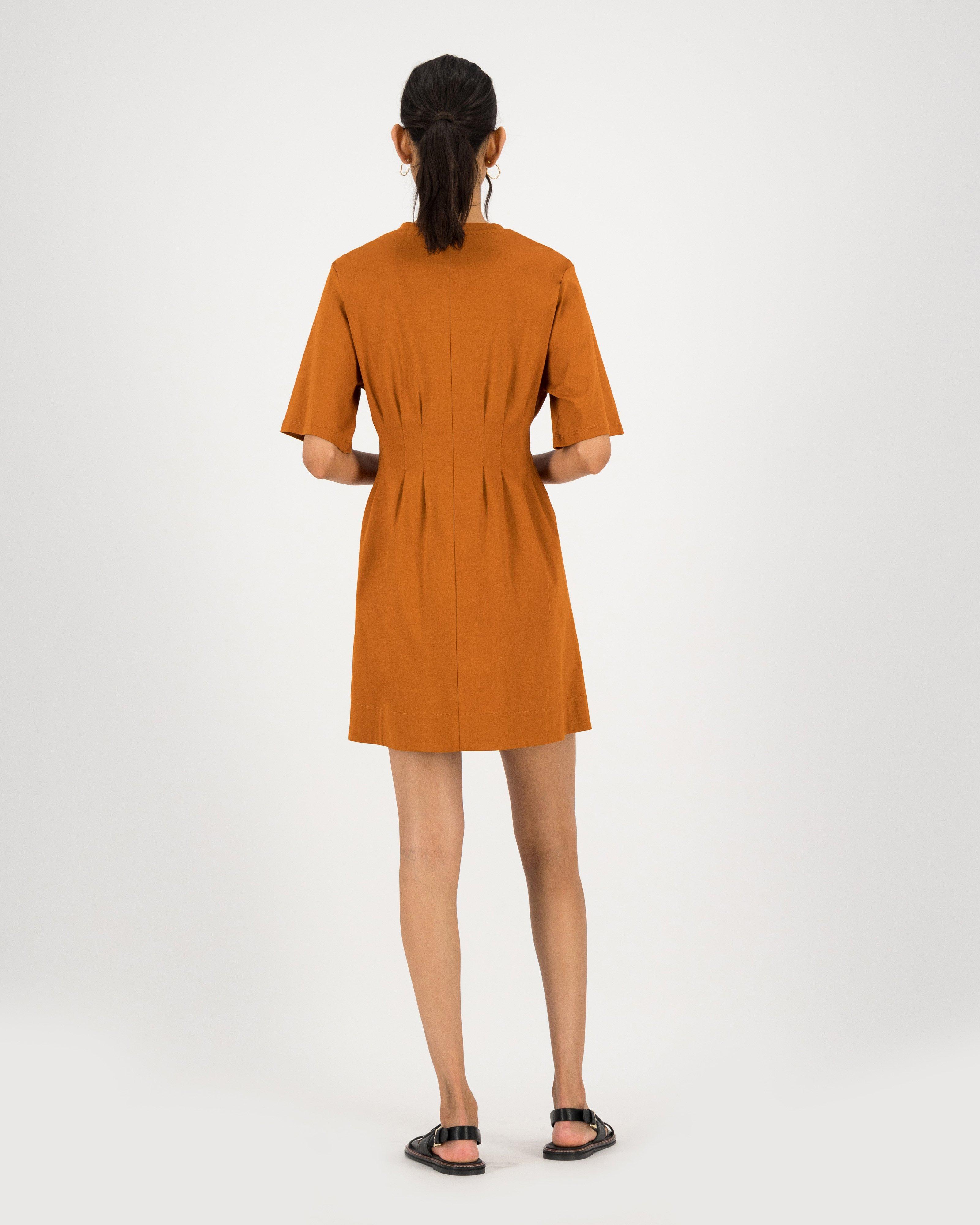 Mila Short Knit Dress -  rust