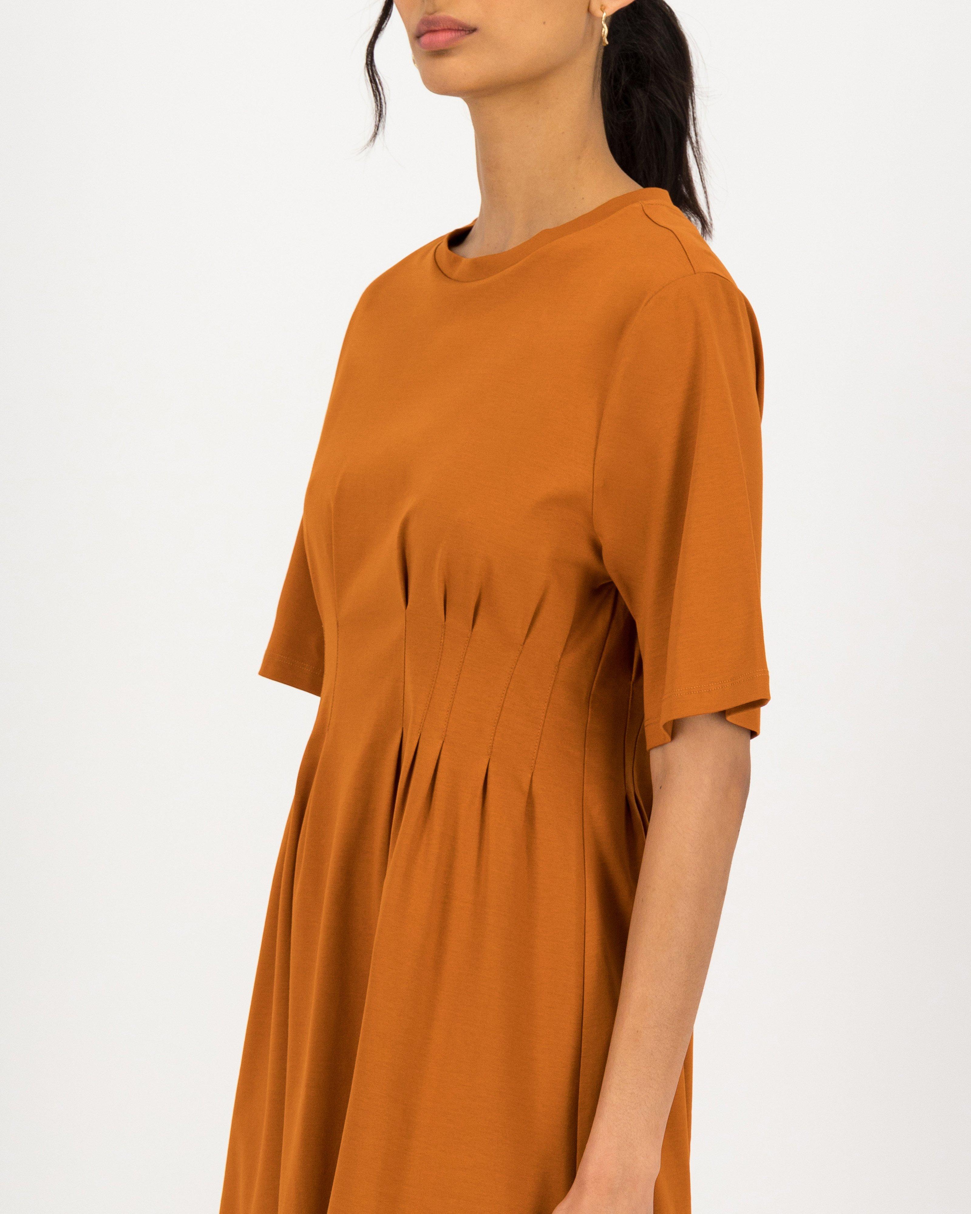 Mila Short Knit Dress -  rust