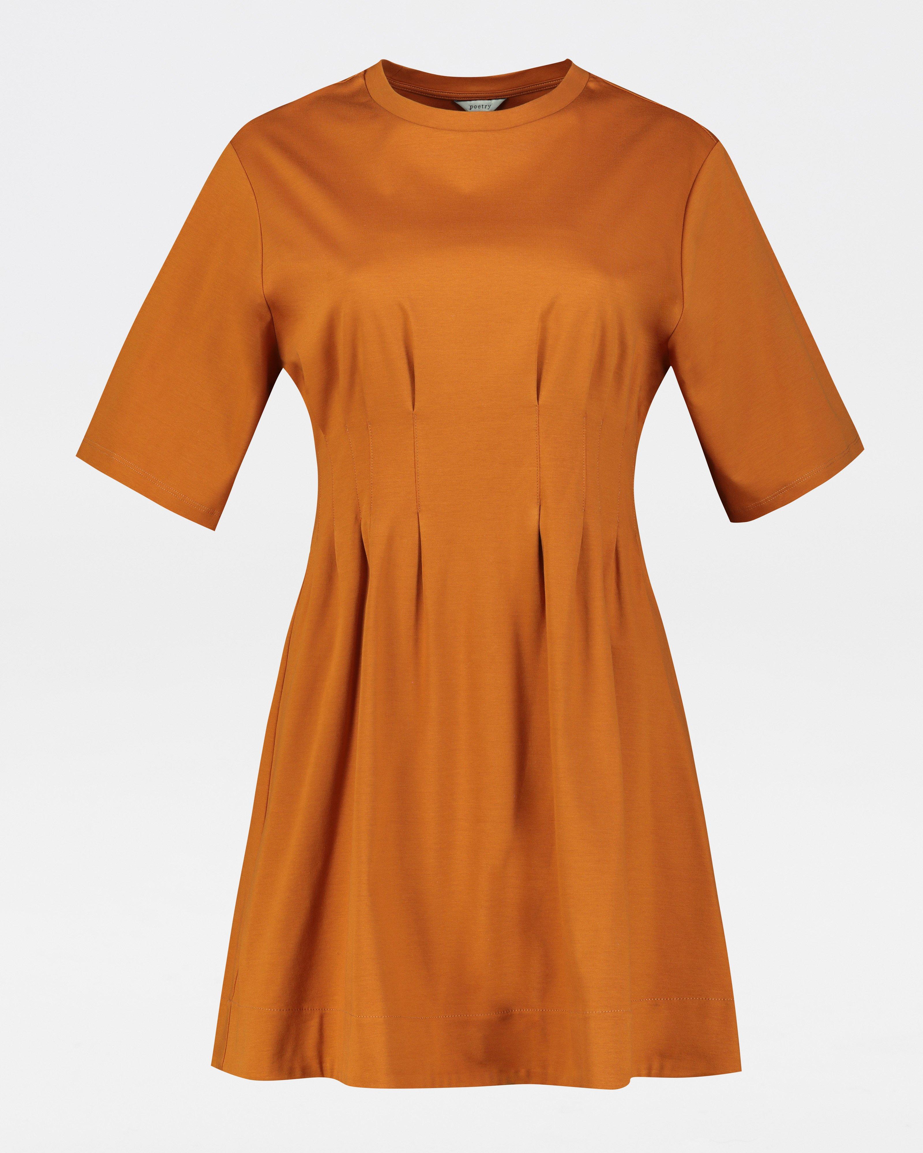 Mila Short Knit Dress -  rust