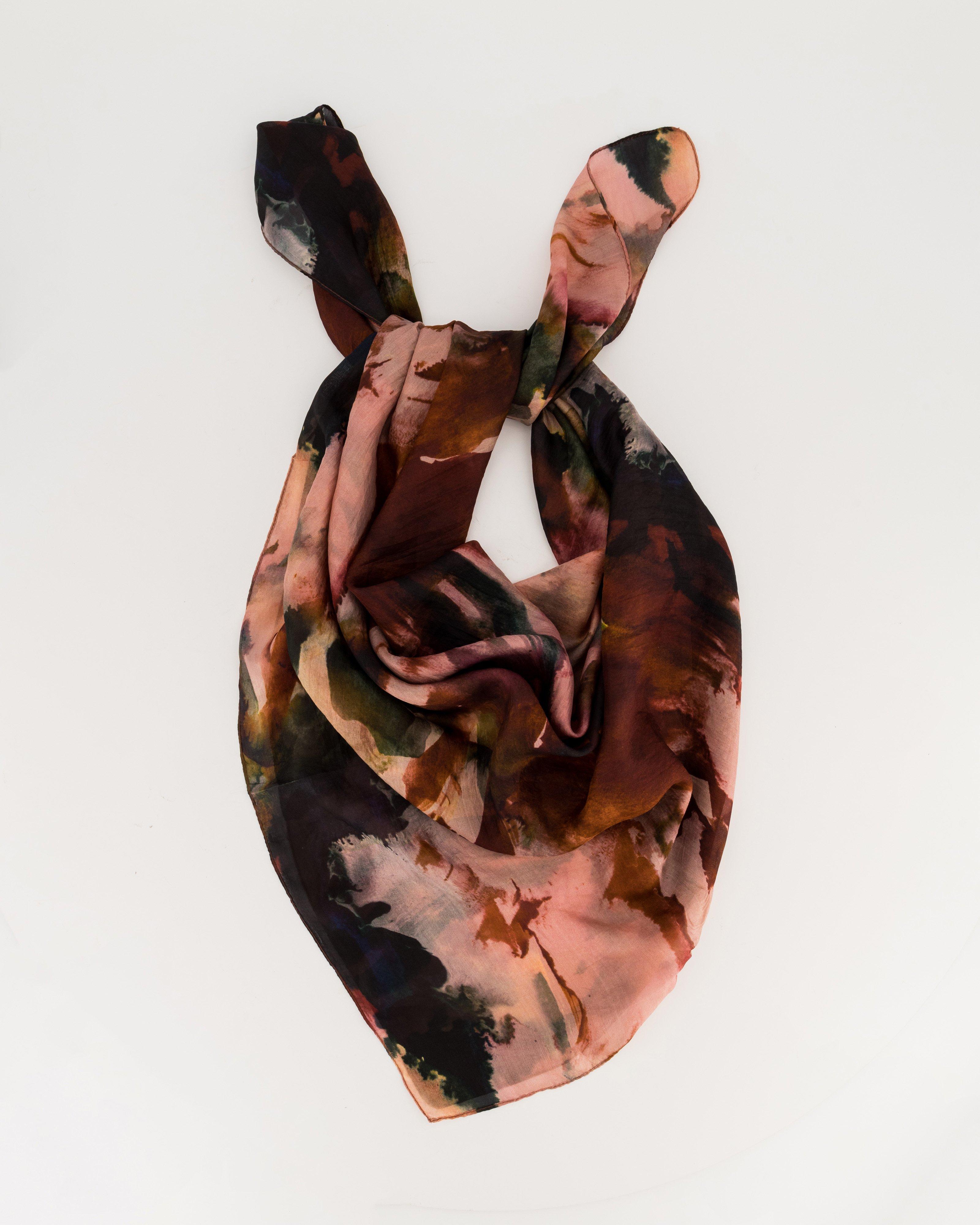 Romany Abstract Watercolour Silk Scarf -  assorted