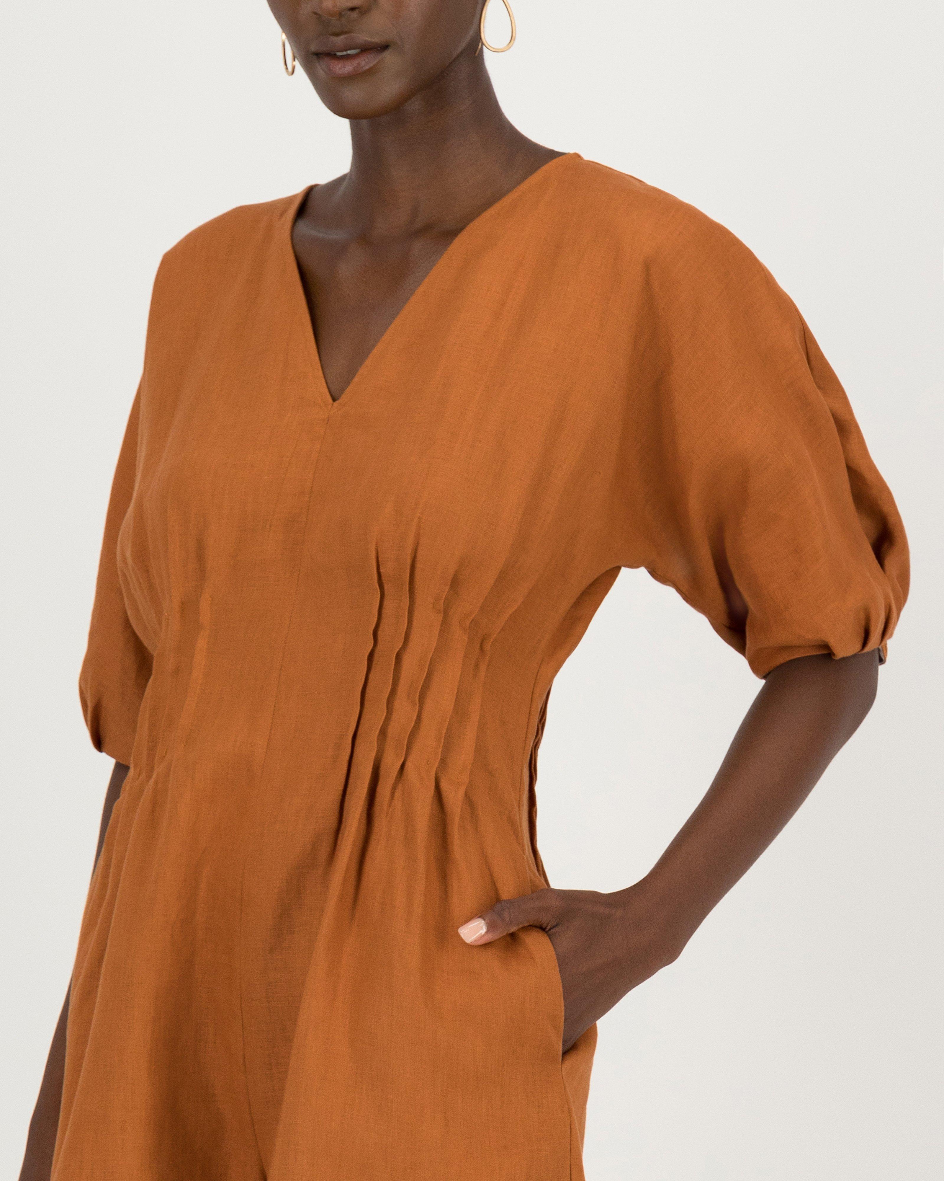 Nora Linen Playsuit -  rust