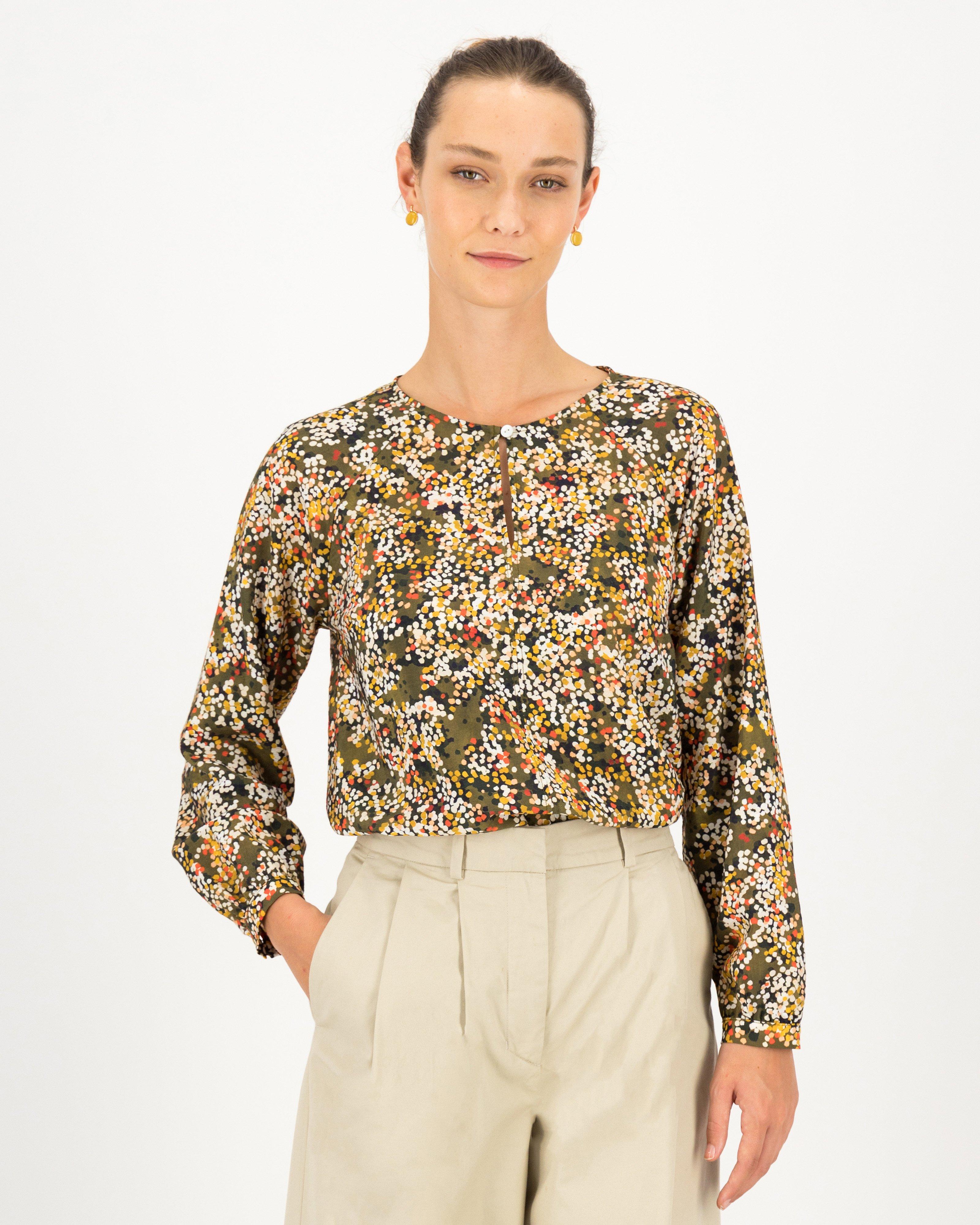 Oriana Multi-Dot Blouse -  olive