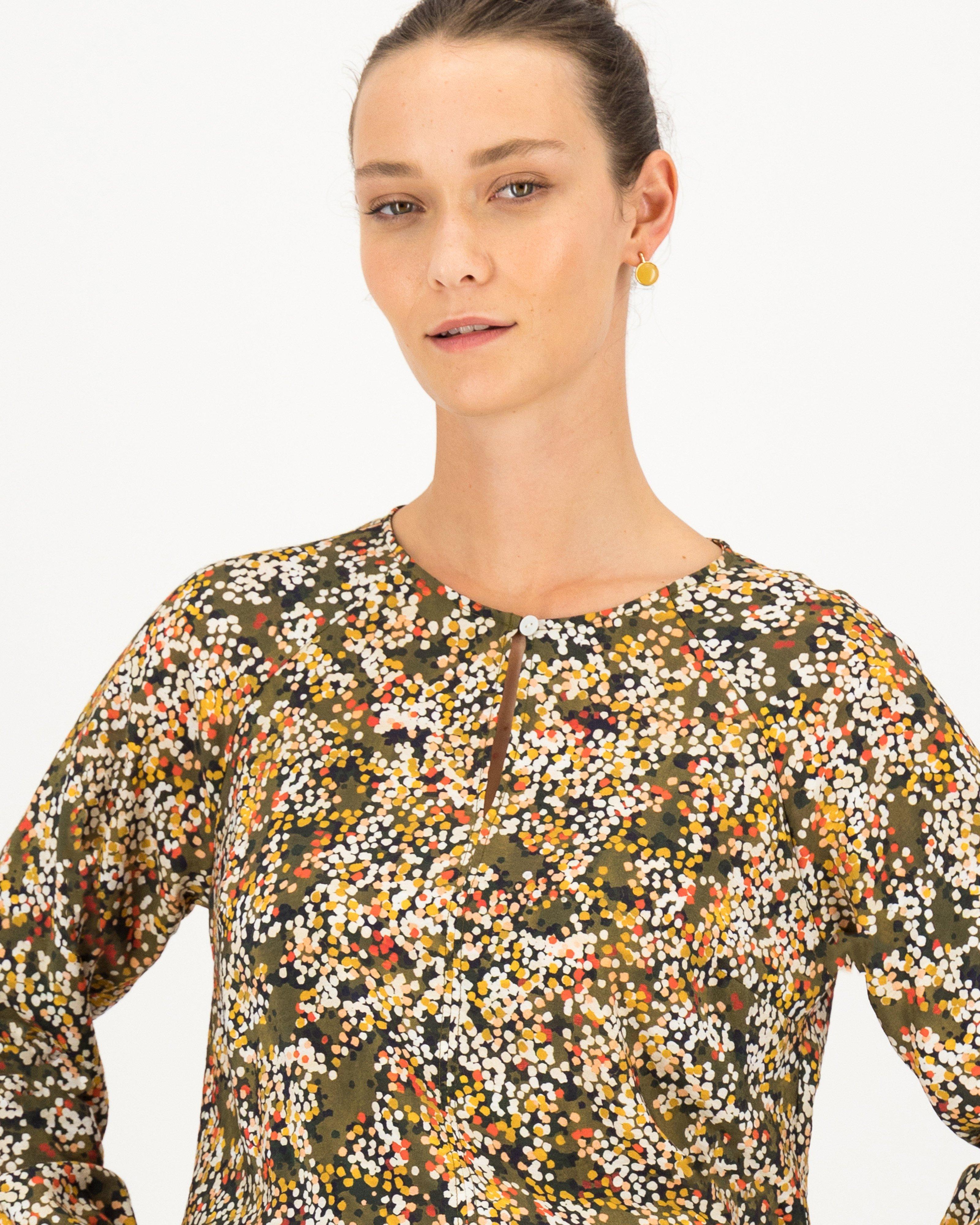 Oriana Multi-Dot Blouse -  olive