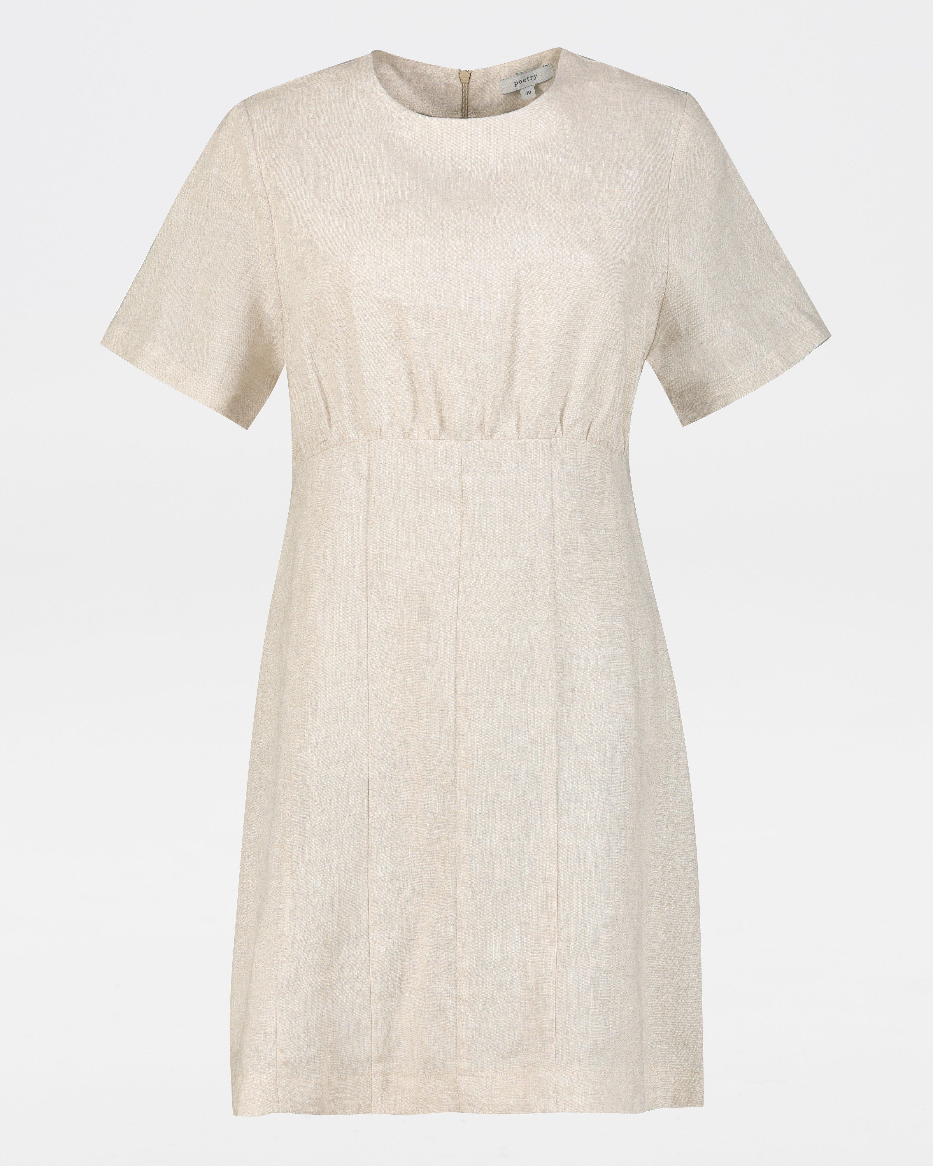 Fabienne Short Linen Shift Dress -  stone