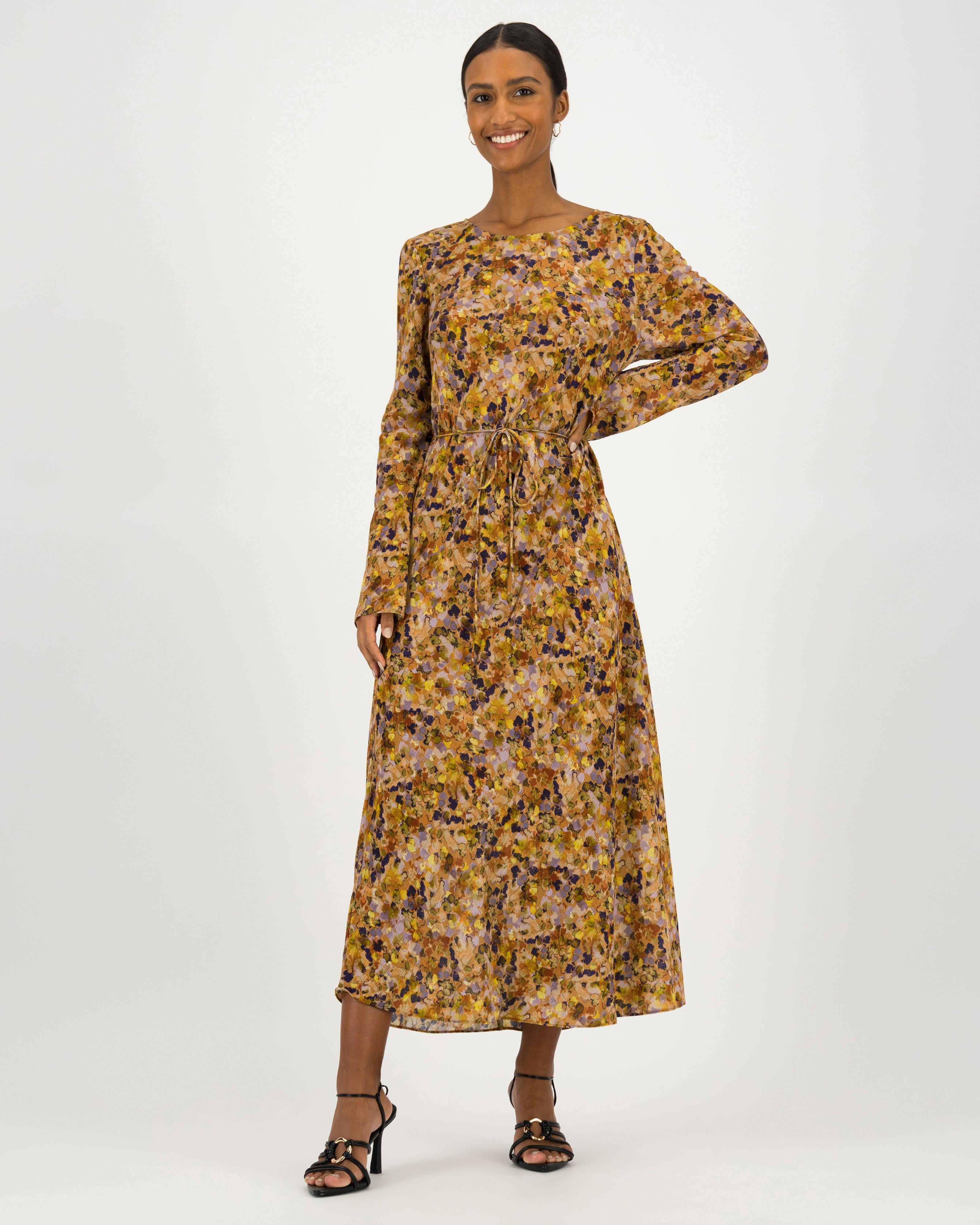 Poetry Eva Printed Bias Midi Dress -  brown