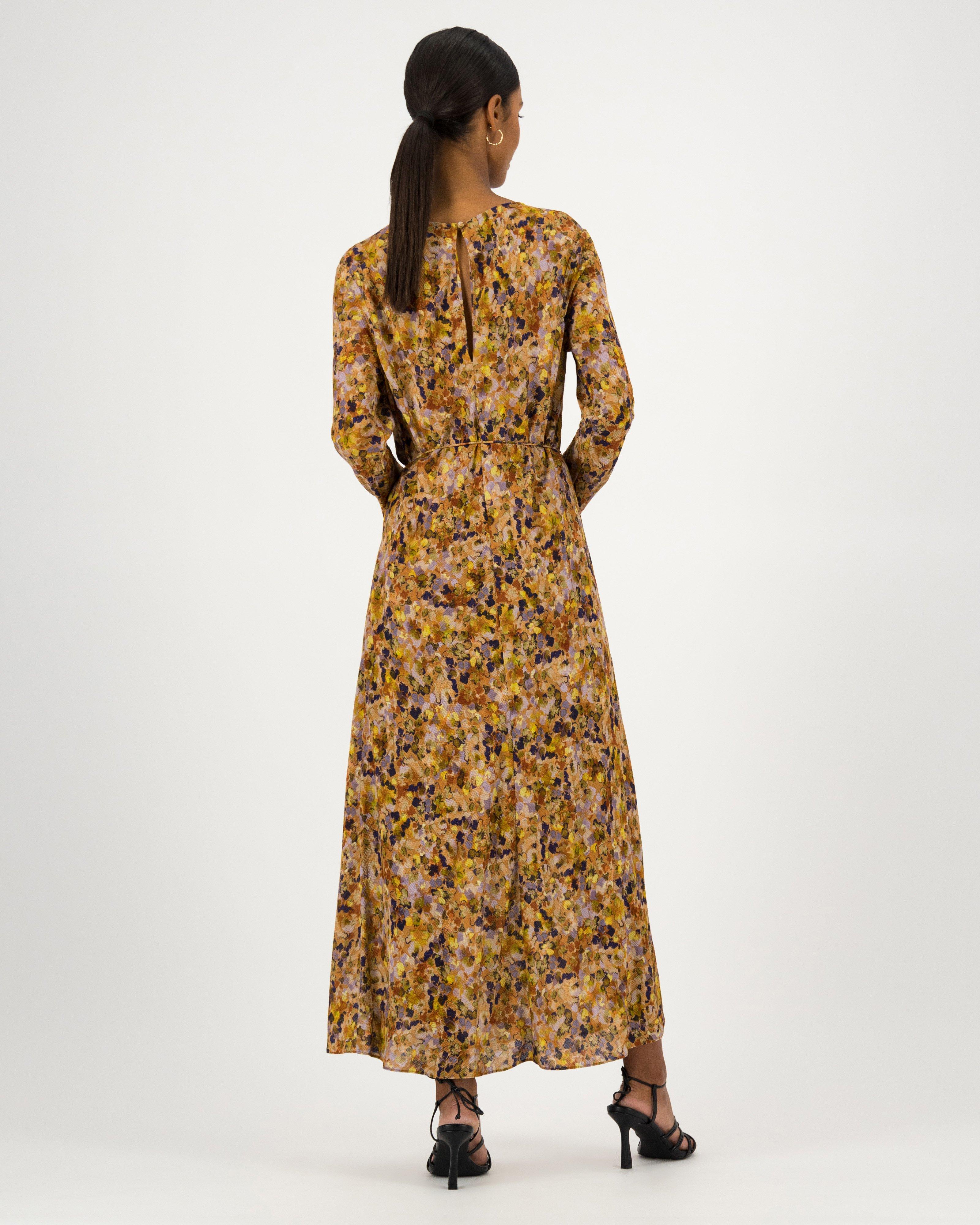 Poetry Eva Printed Bias Midi Dress -  brown