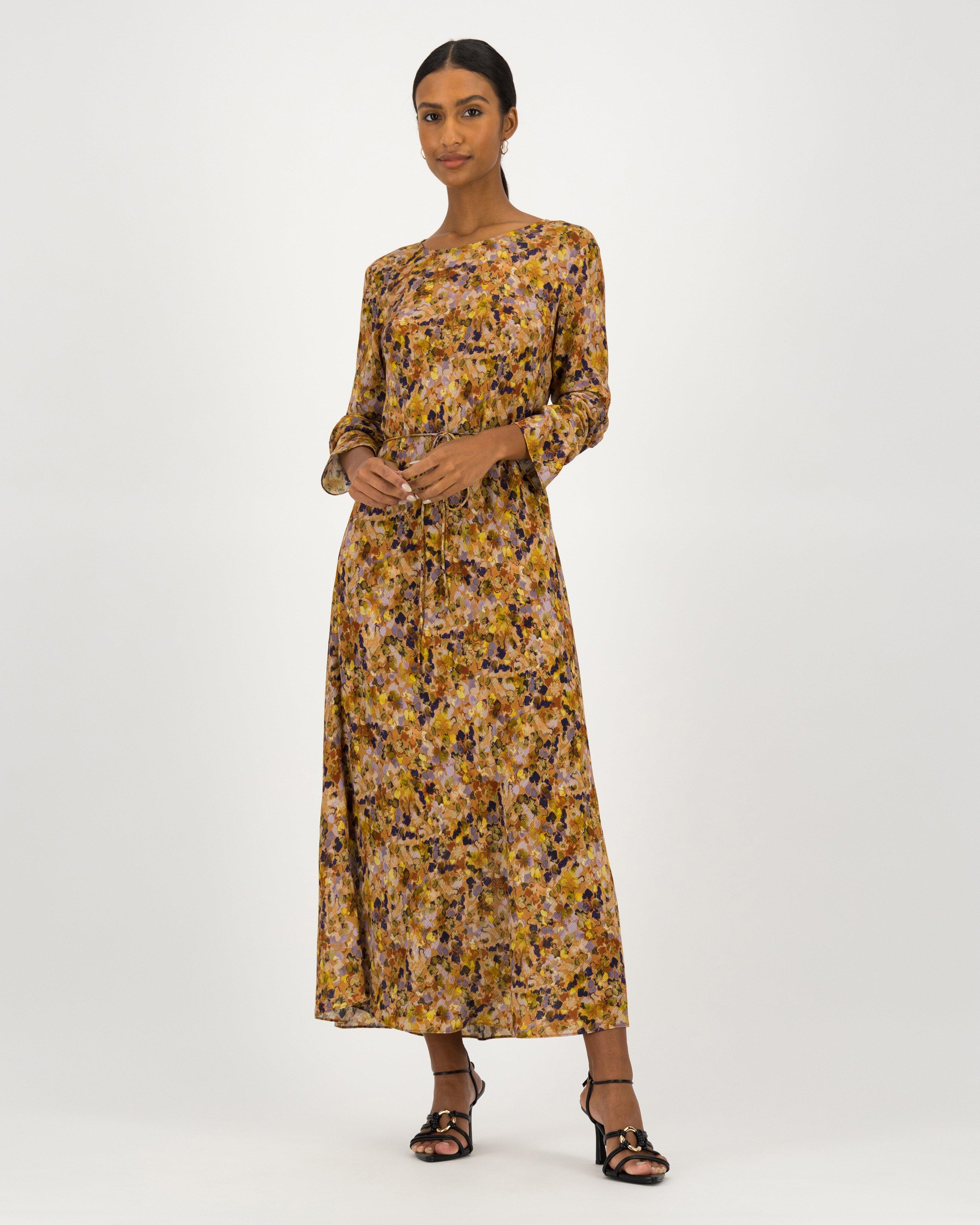 Poetry Eva Printed Bias Midi Dress -  brown