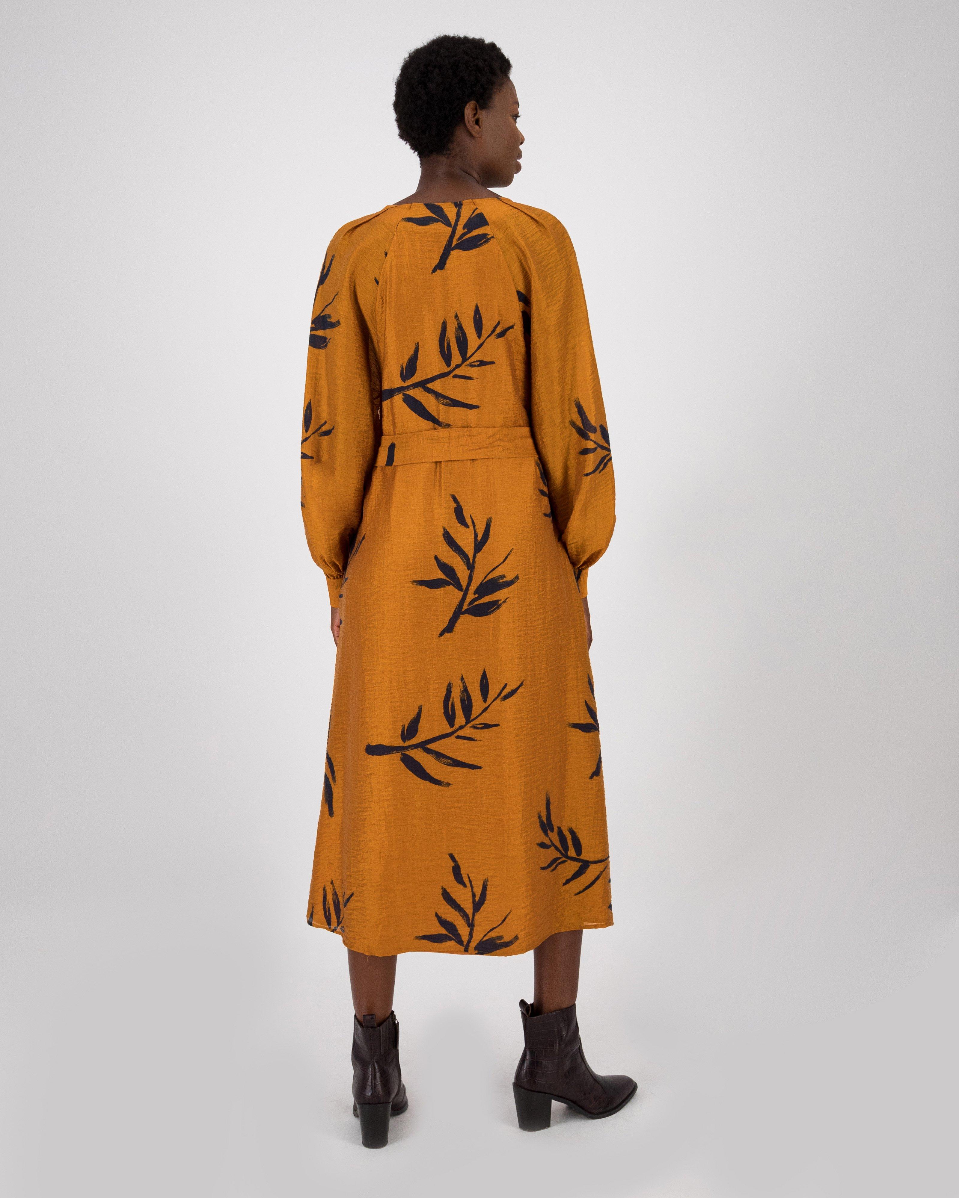 Anna Illustrated Dress -  ochre