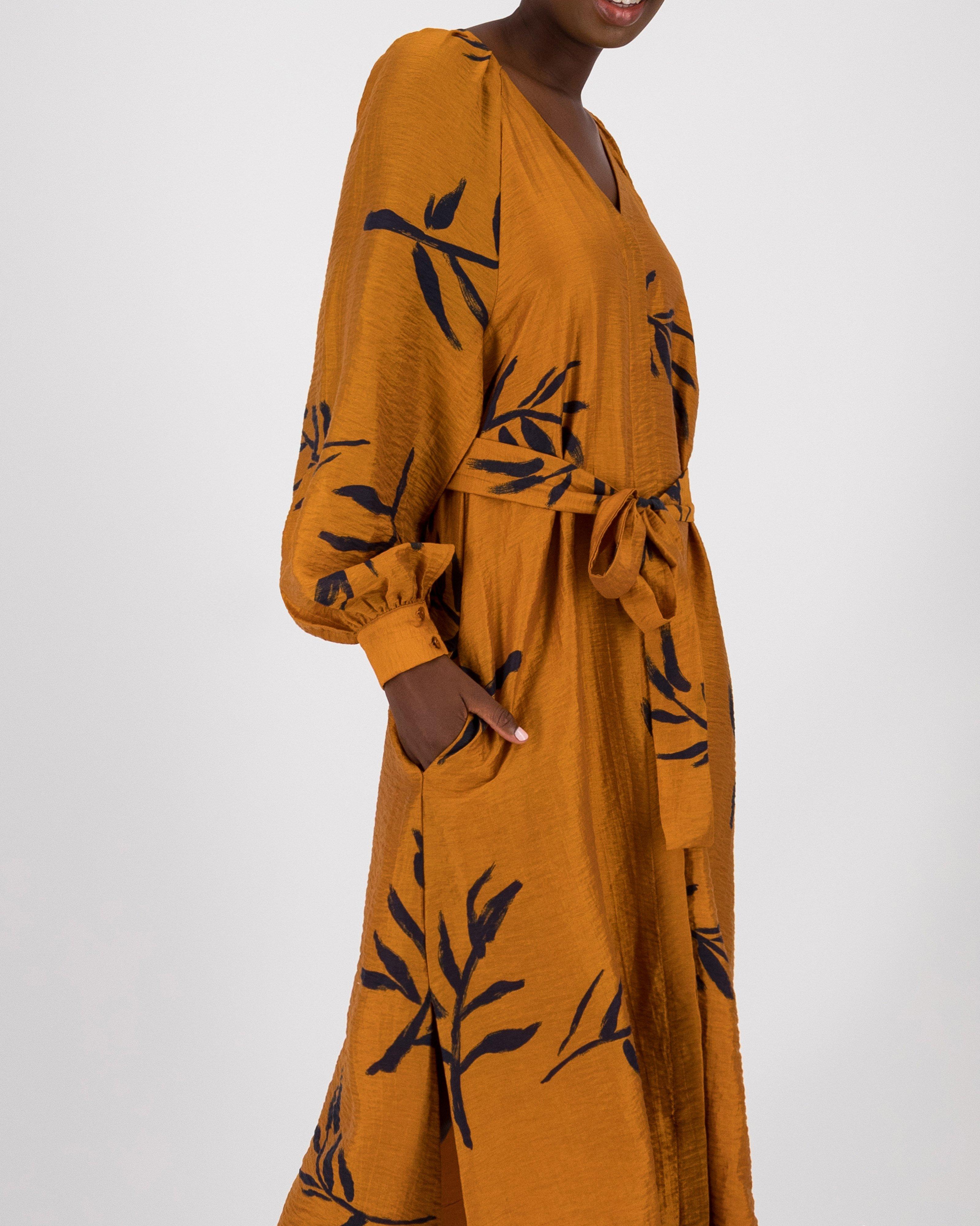 Anna Illustrated Dress -  ochre