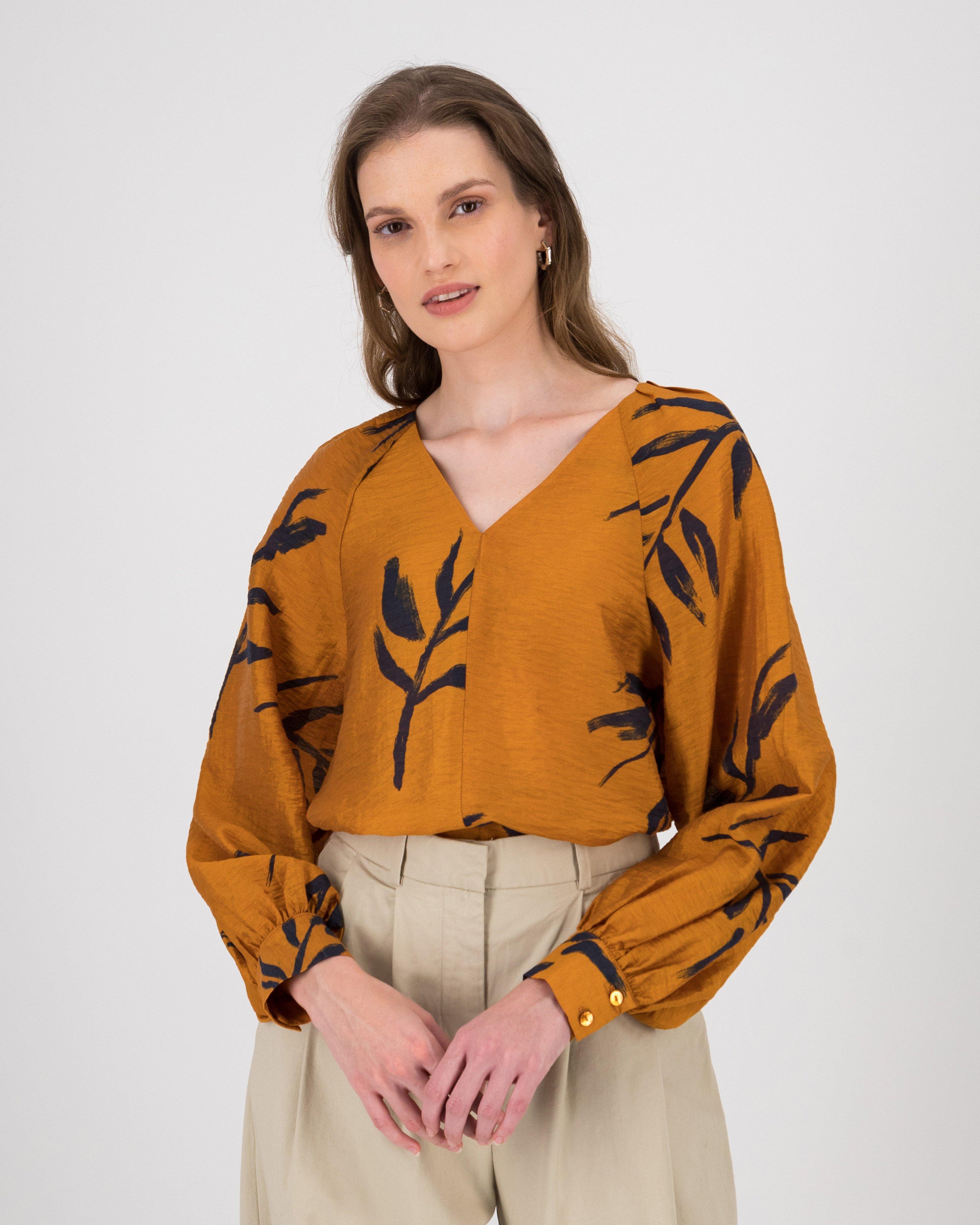 Agnes Printed Blouse -  ochre