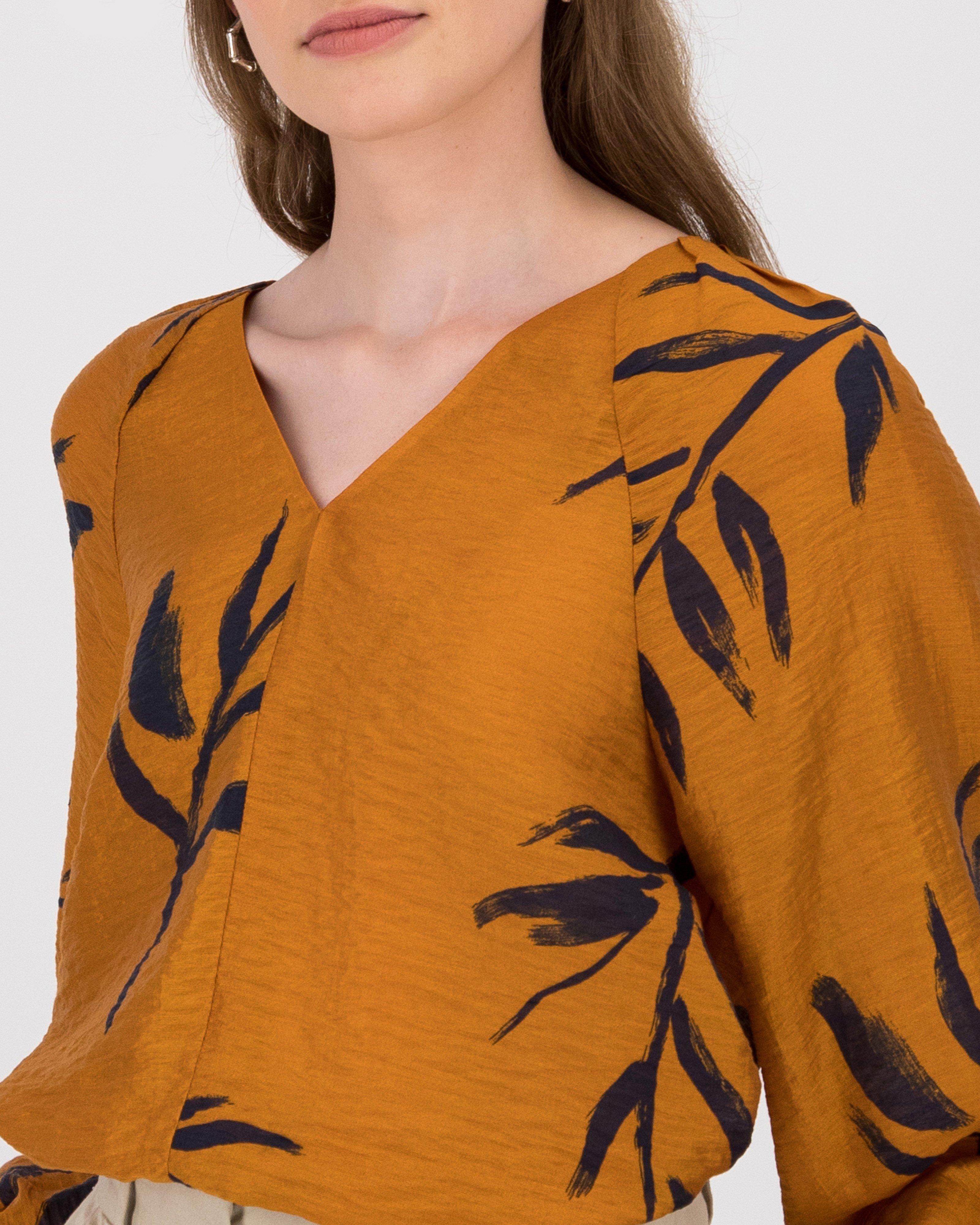 Agnes Printed Blouse -  ochre