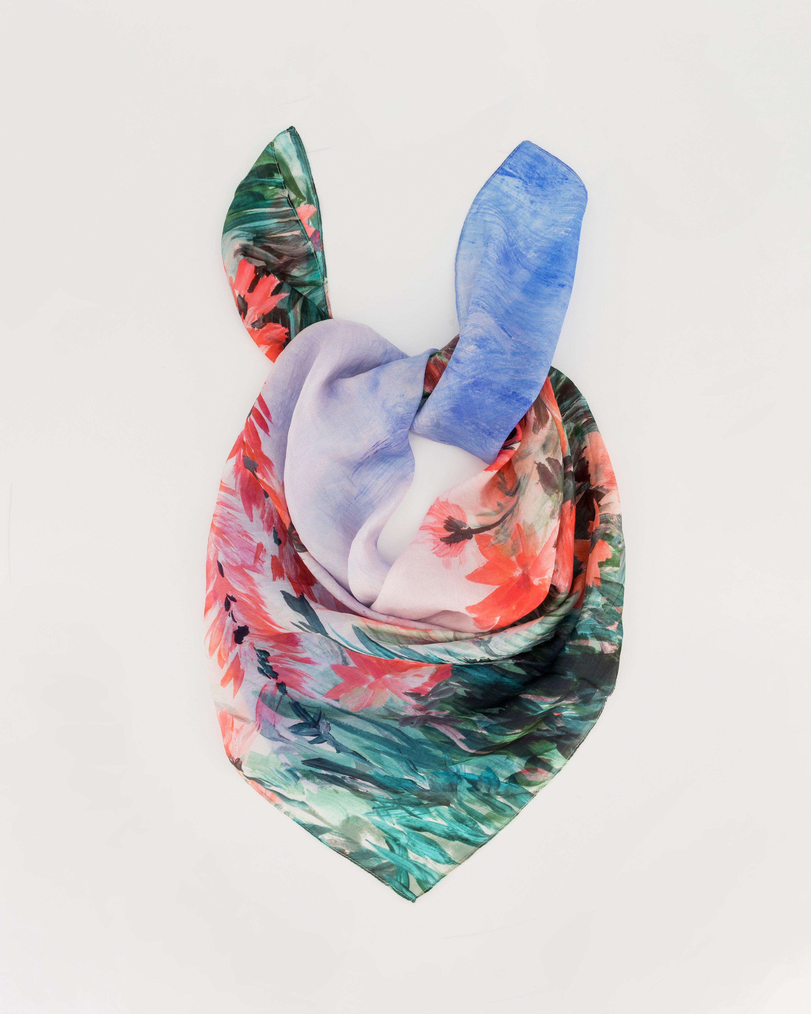 Nixi Landscape Silk Scarf -  pink