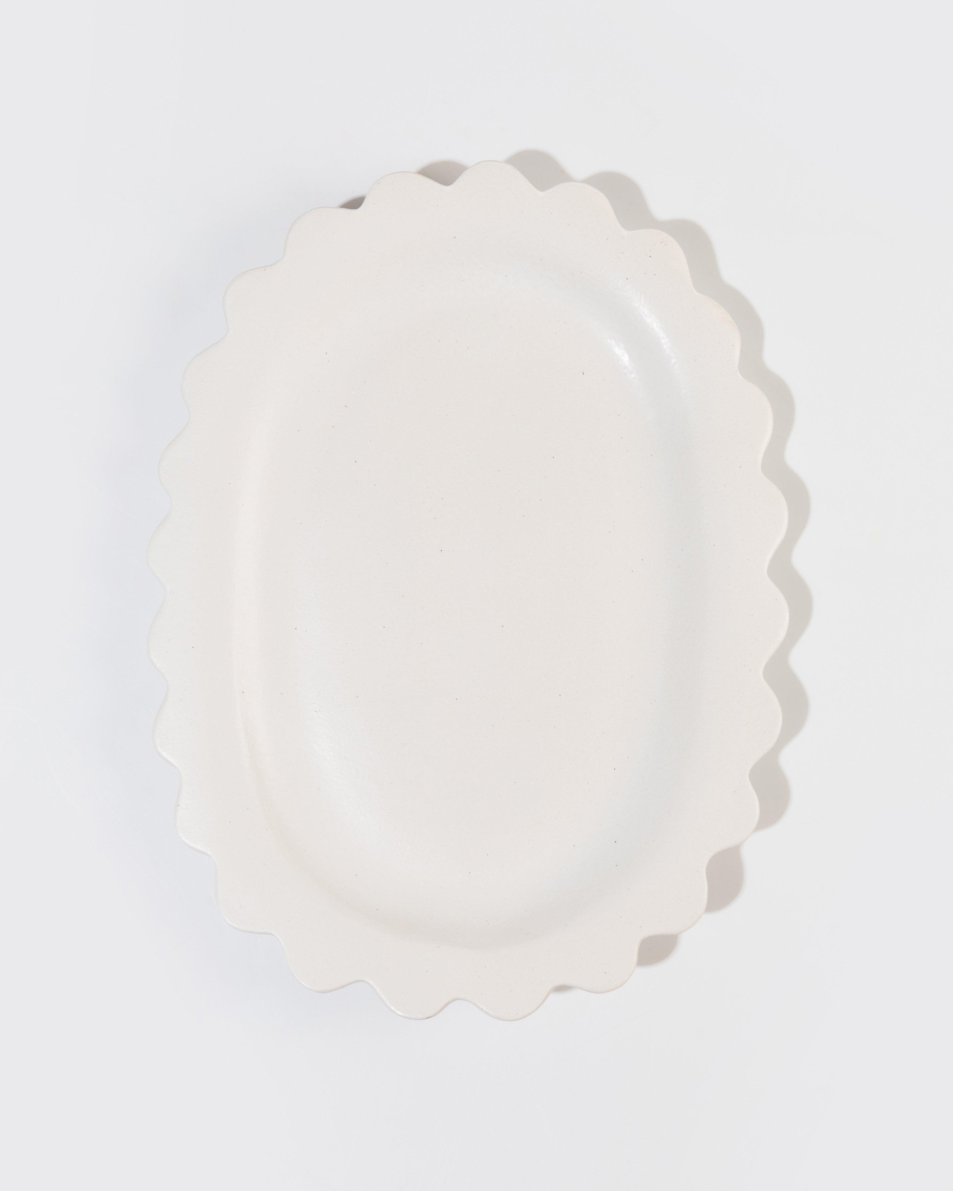 Scallop Oval Serving Platter -  milk