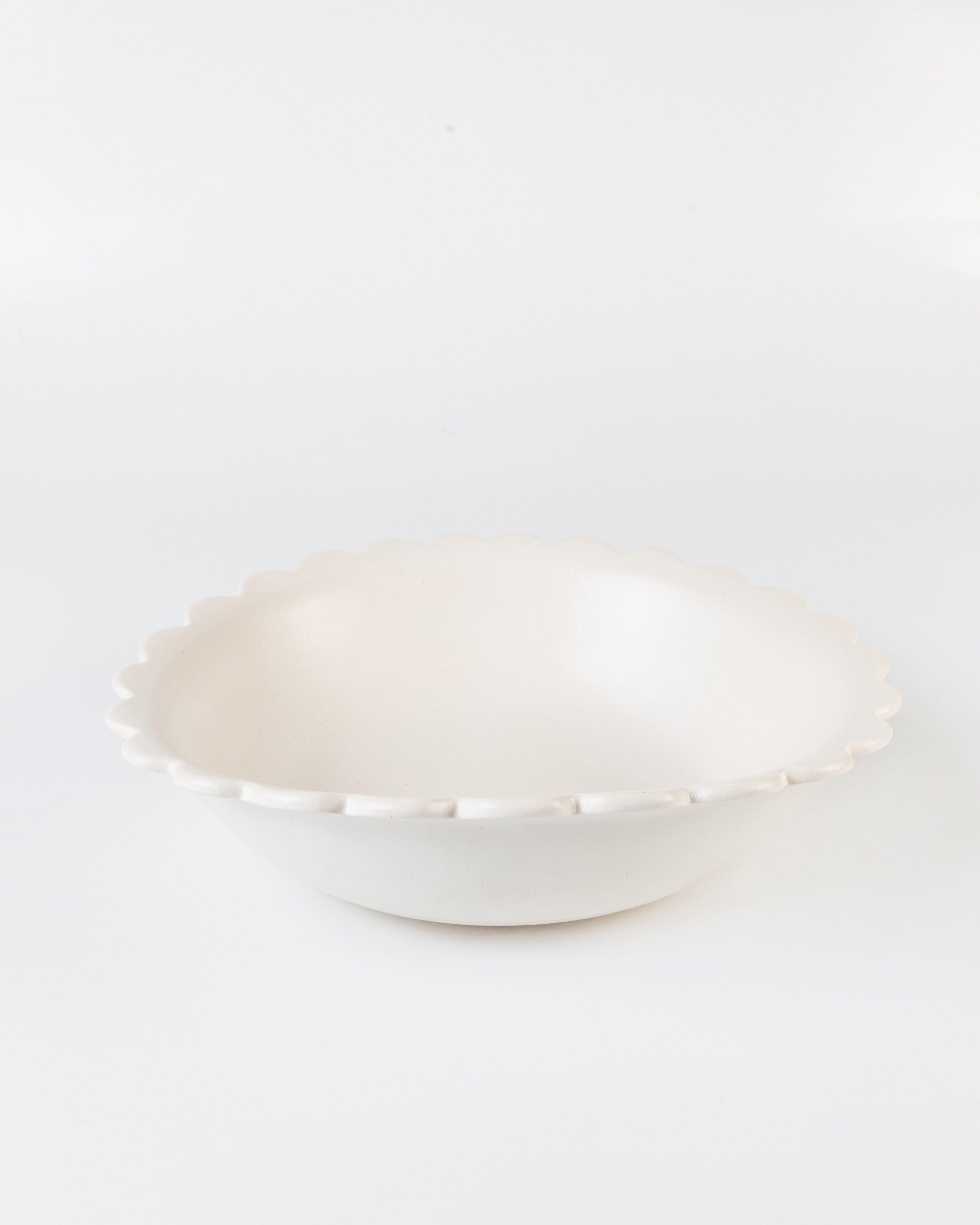 Scallop Oval Serving Bowl -  milk