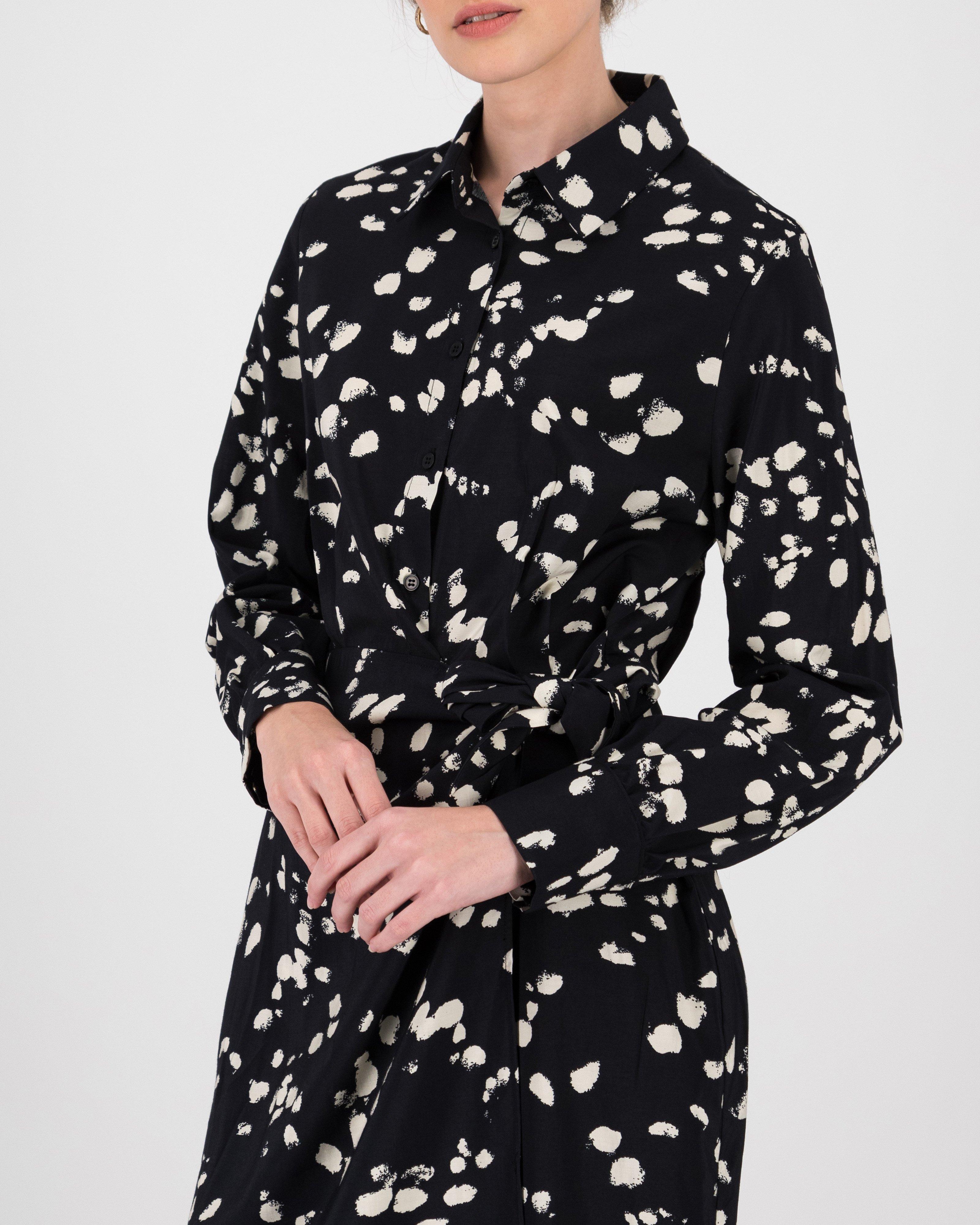 Moira Printed Wrap Dress -  black