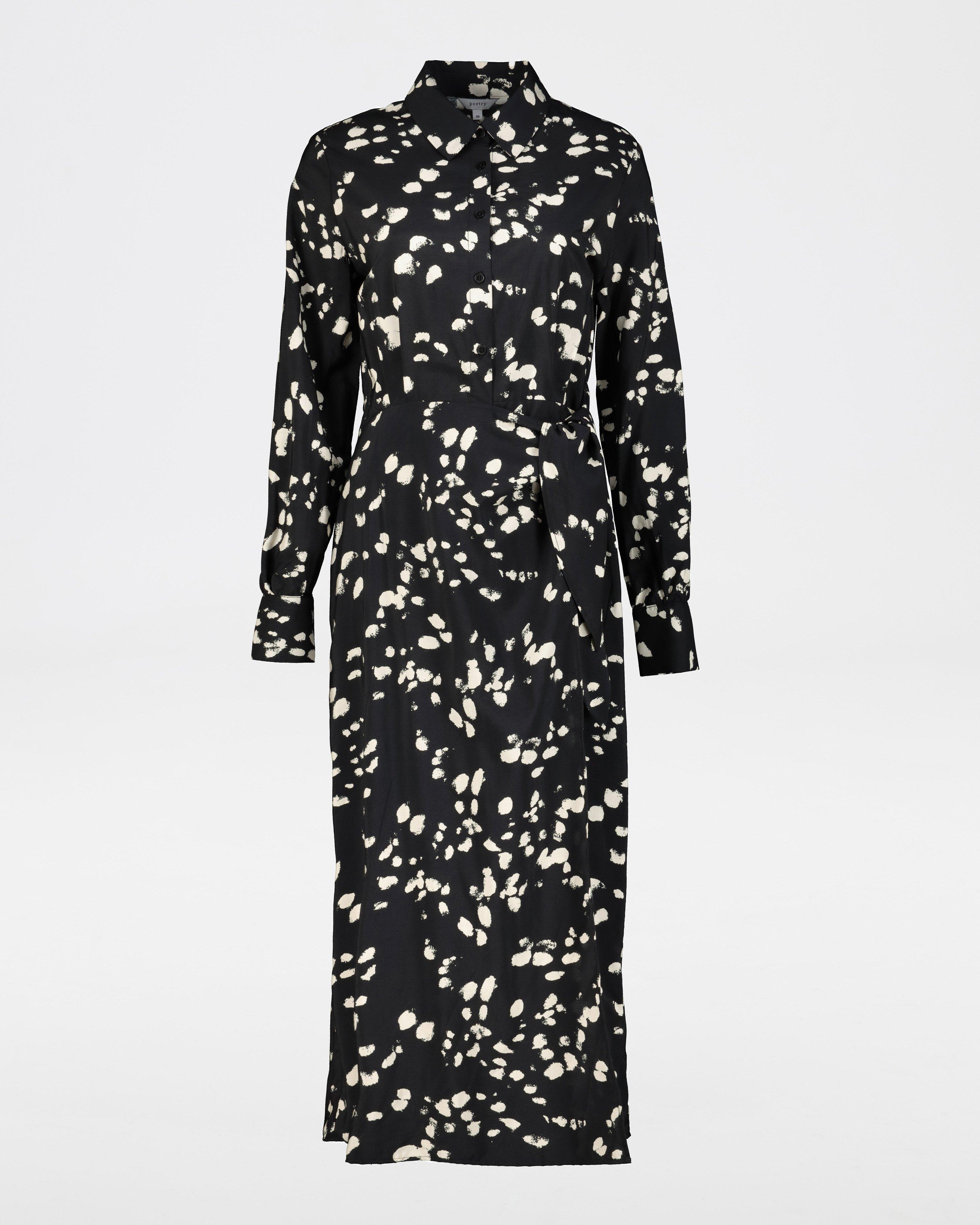 Moira Printed Wrap Dress -  black