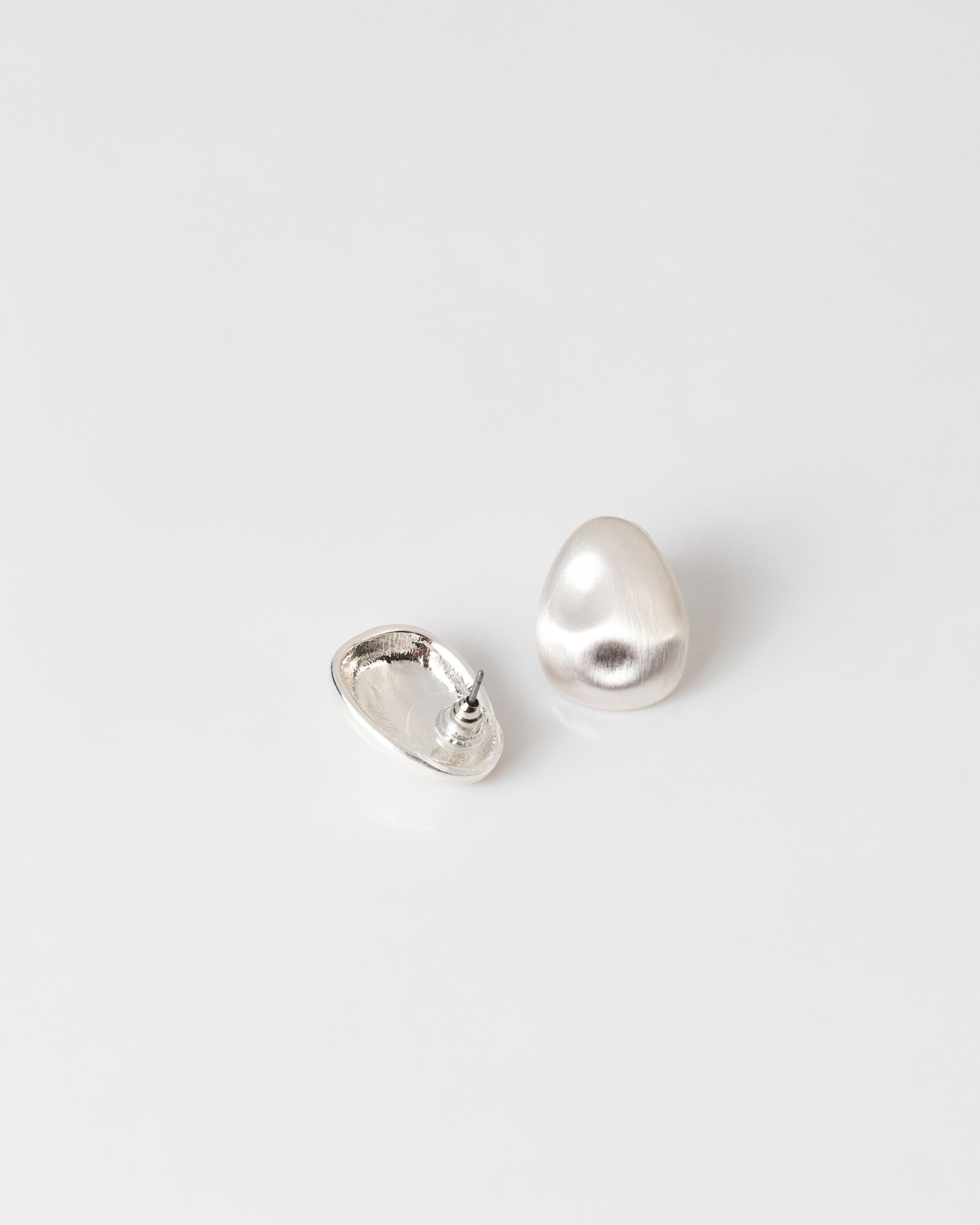 Teardrop Pebble Stud Earrings -  silver