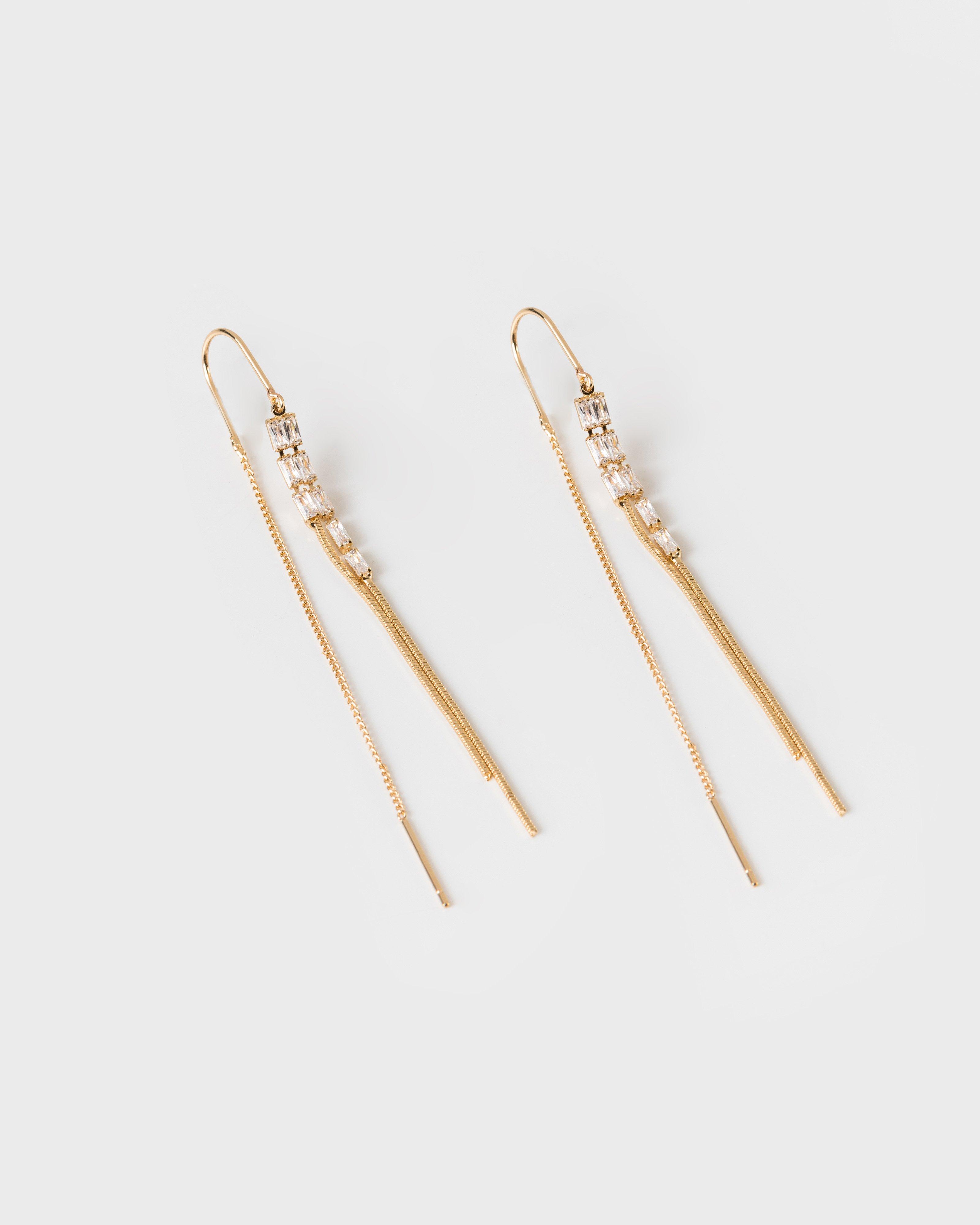 Thread-through Diamante Duster Earrings -  camo