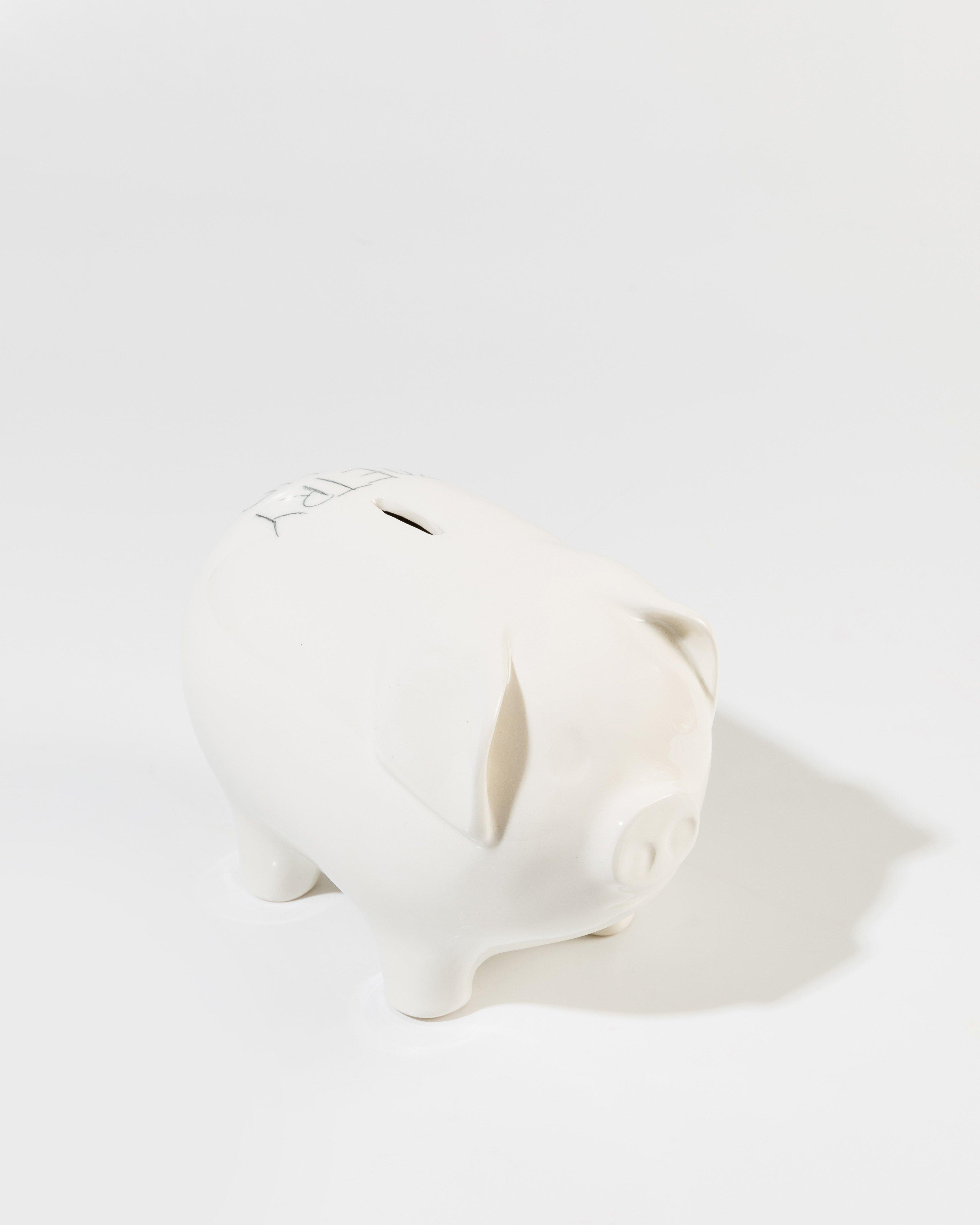 The Detail Smith Piggy Bank: Poetry Fund -  white