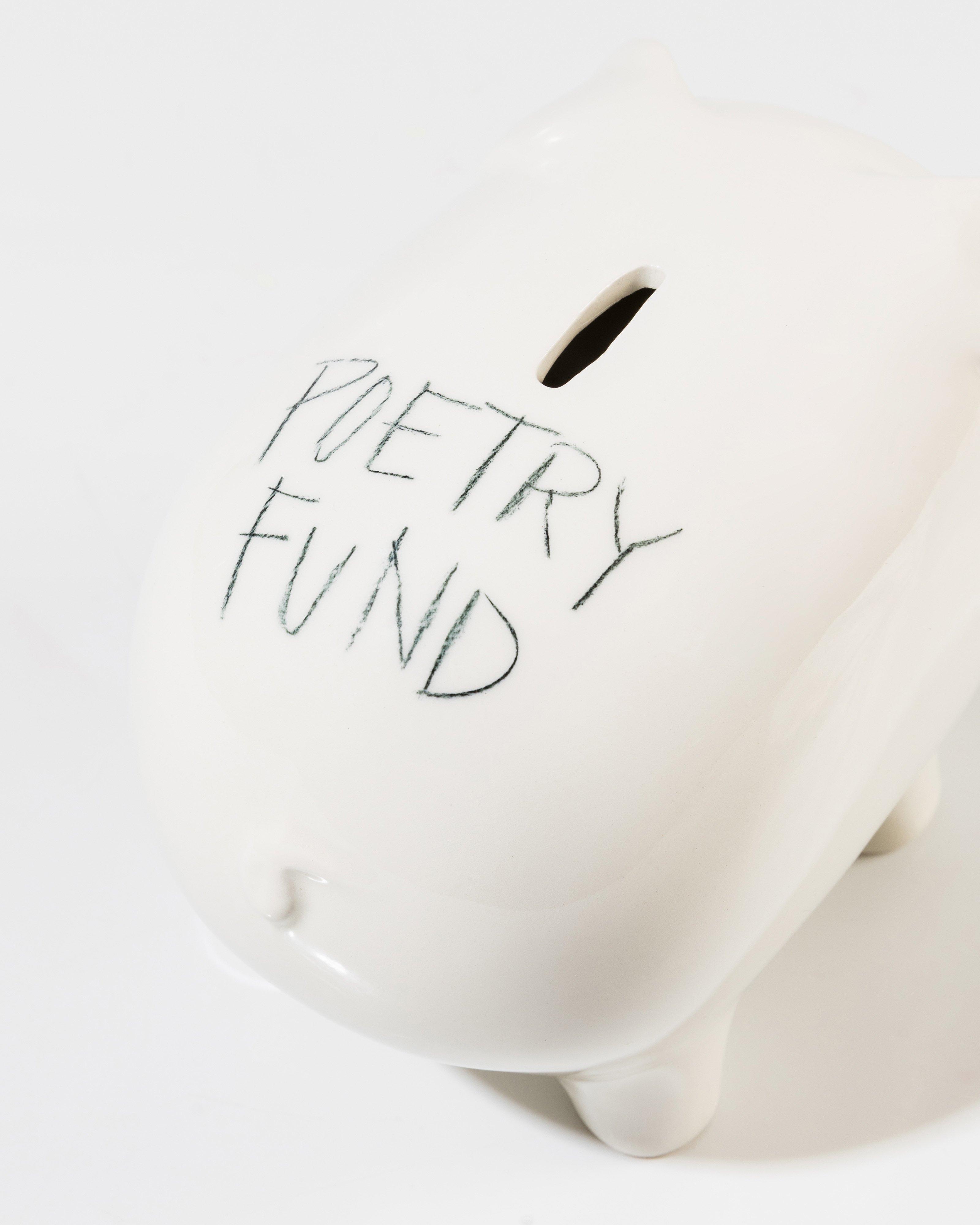 The Detail Smith Piggy Bank: Poetry Fund -  white