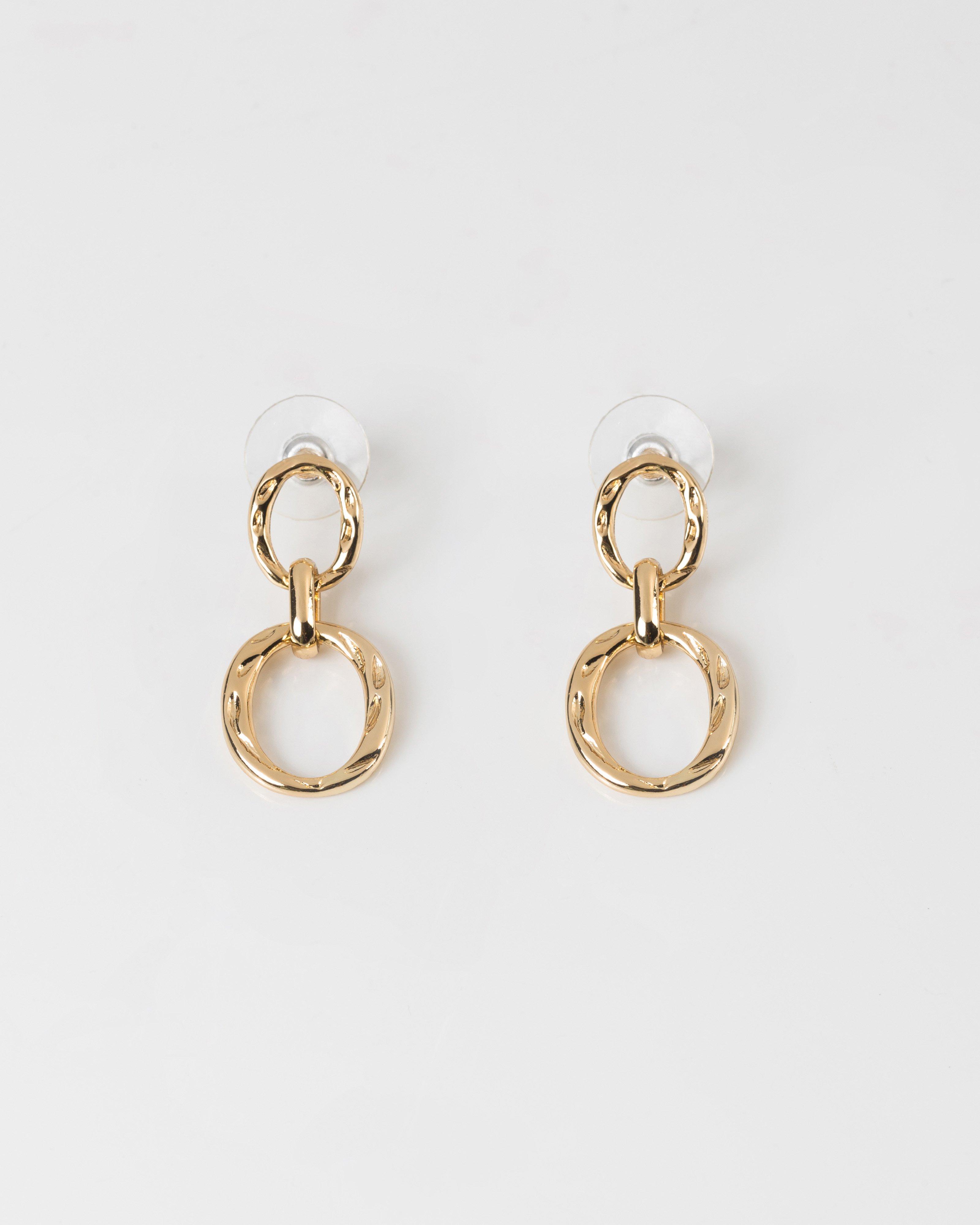 Twisted Oval Linked Drop Earrings -  gold