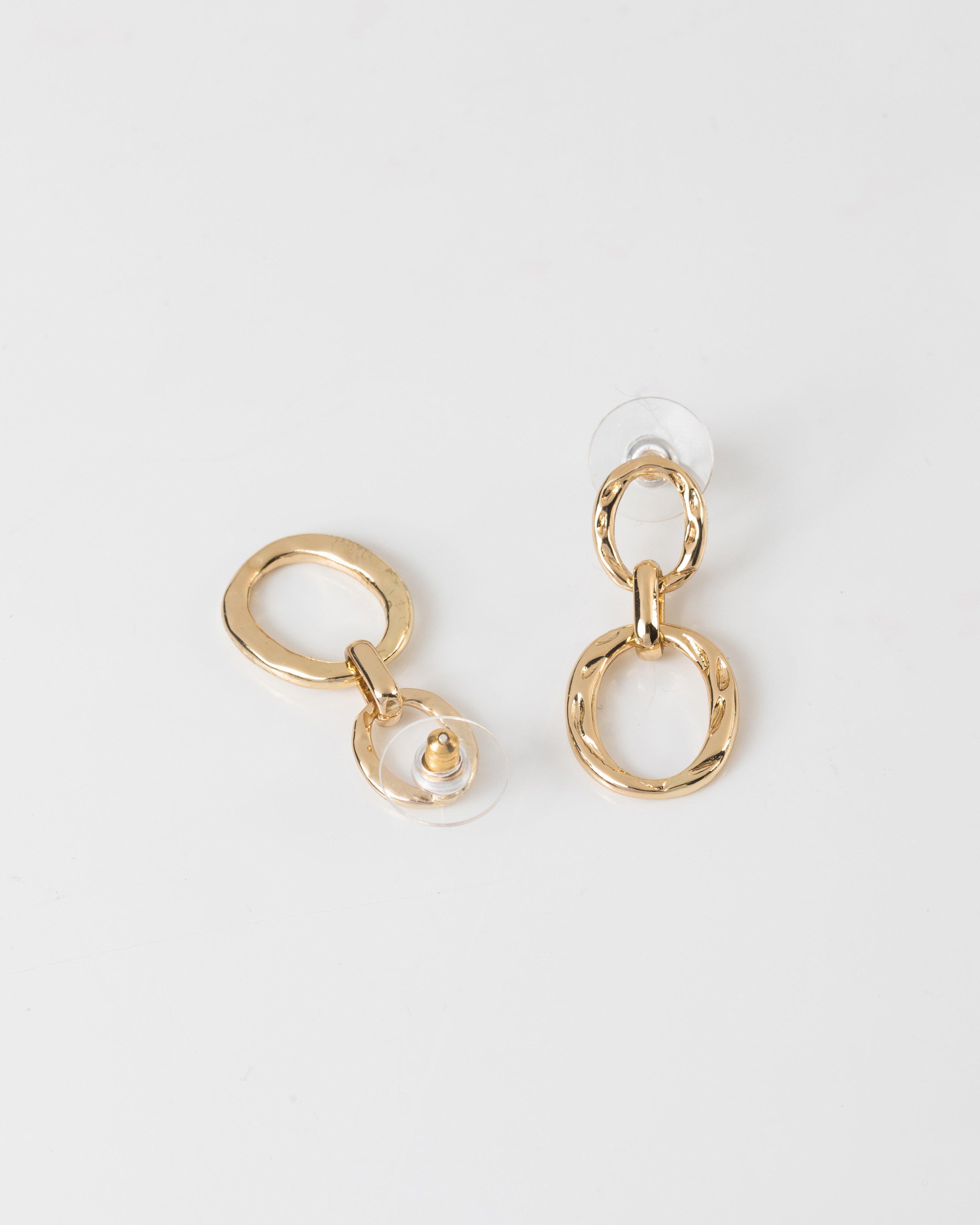 Twisted Oval Linked Drop Earrings -  gold