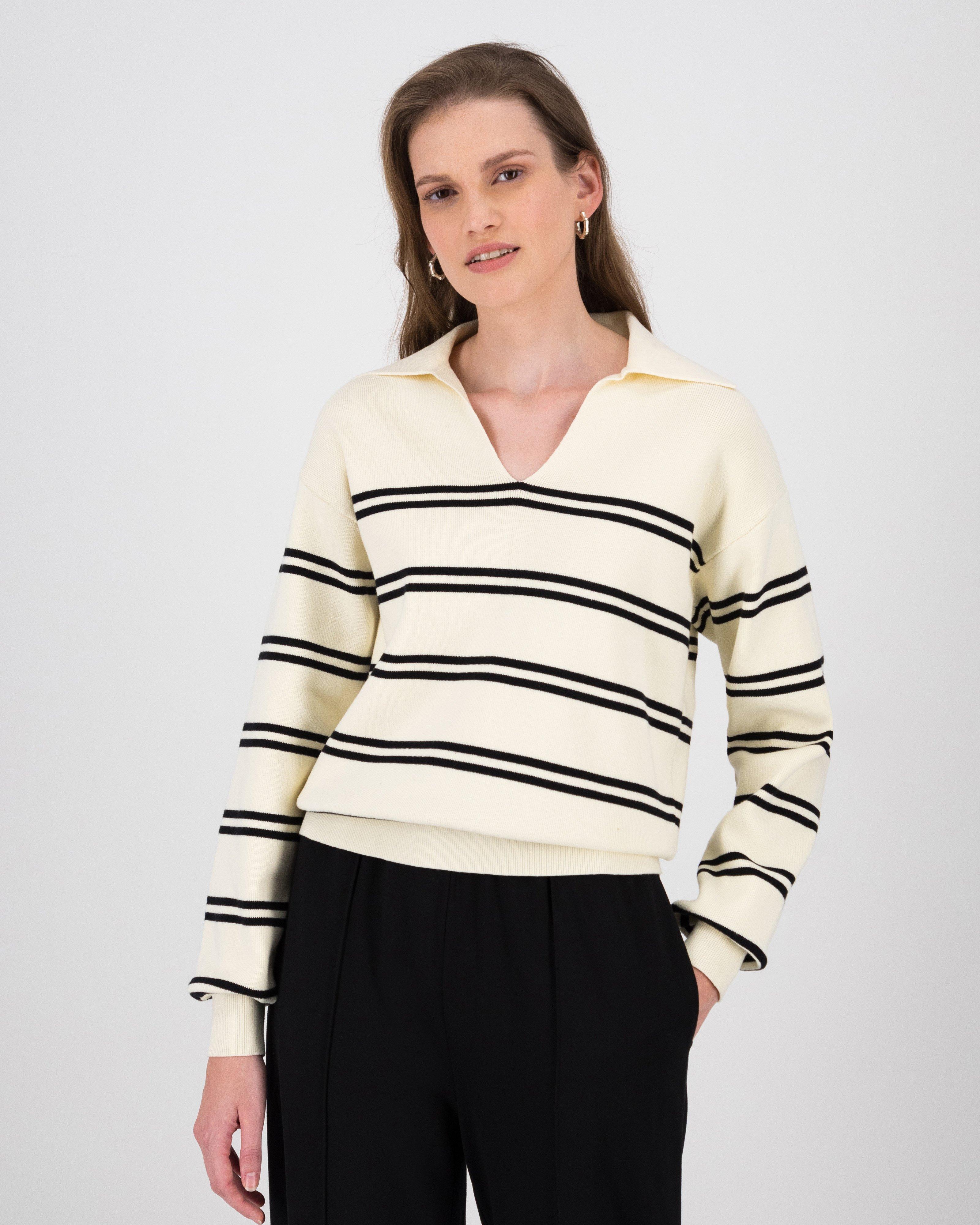 Lillian Double Stripe Jumper -  black