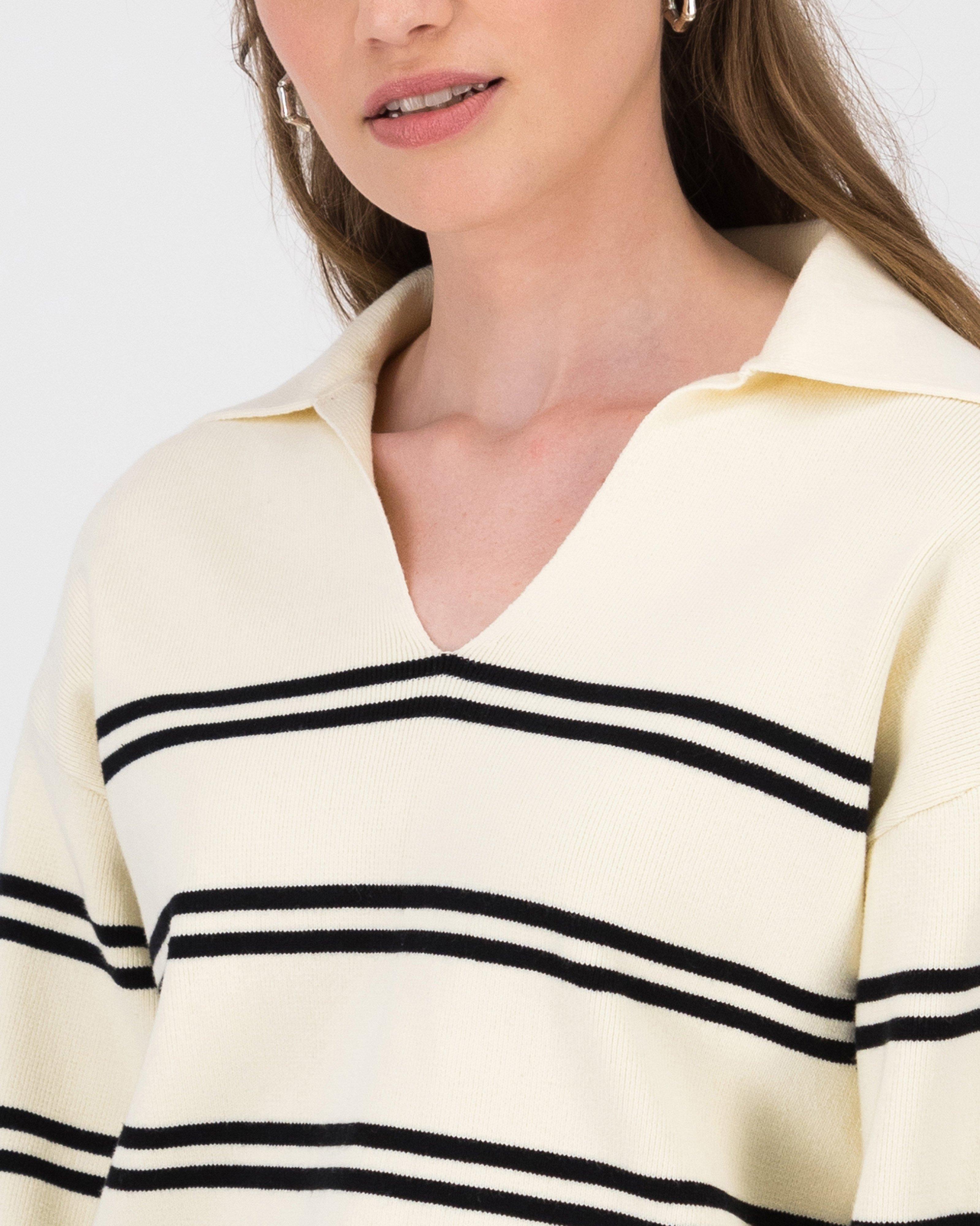 Lillian Double Stripe Jumper -  black