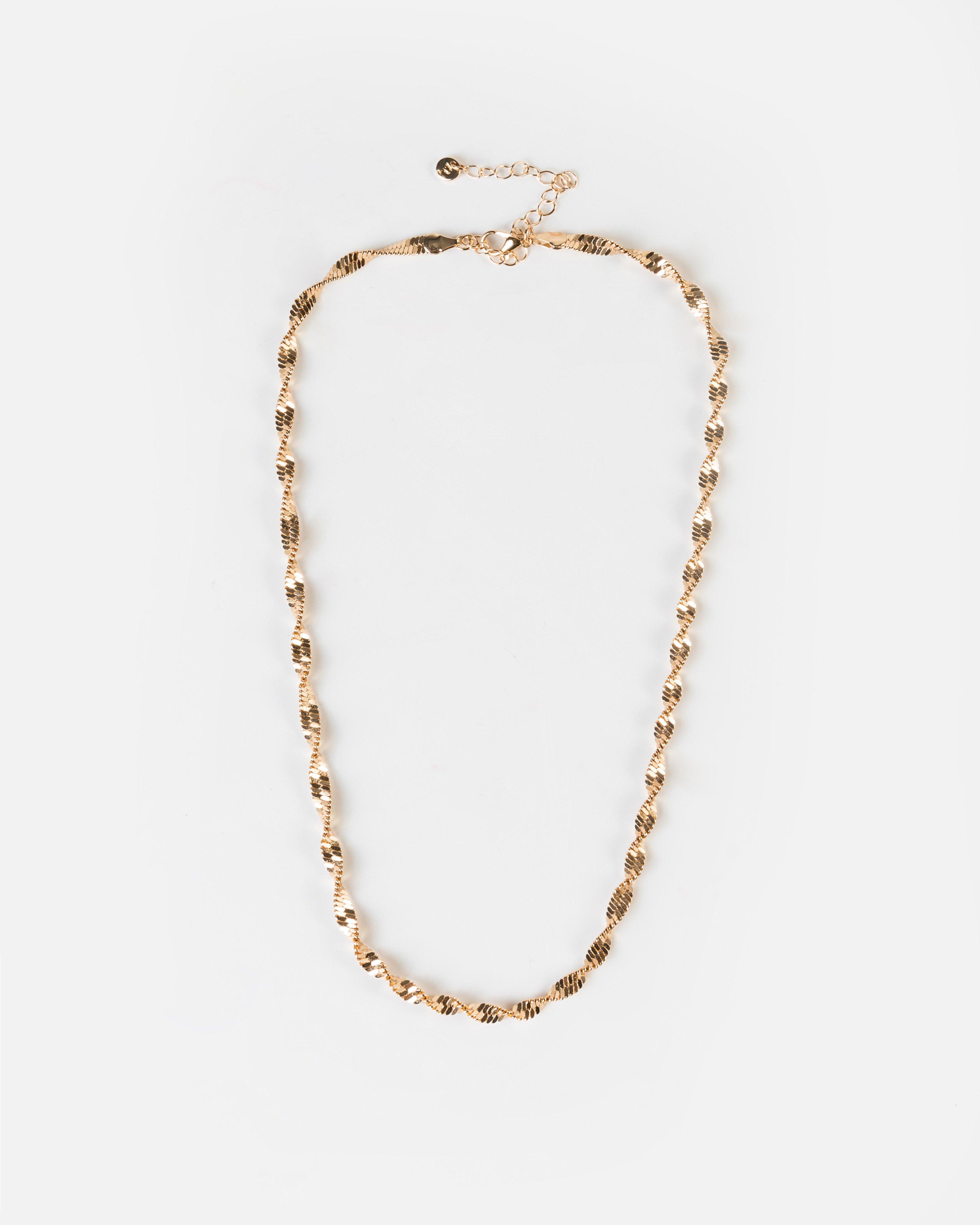 Twisted Short Chain Necklace -  gold