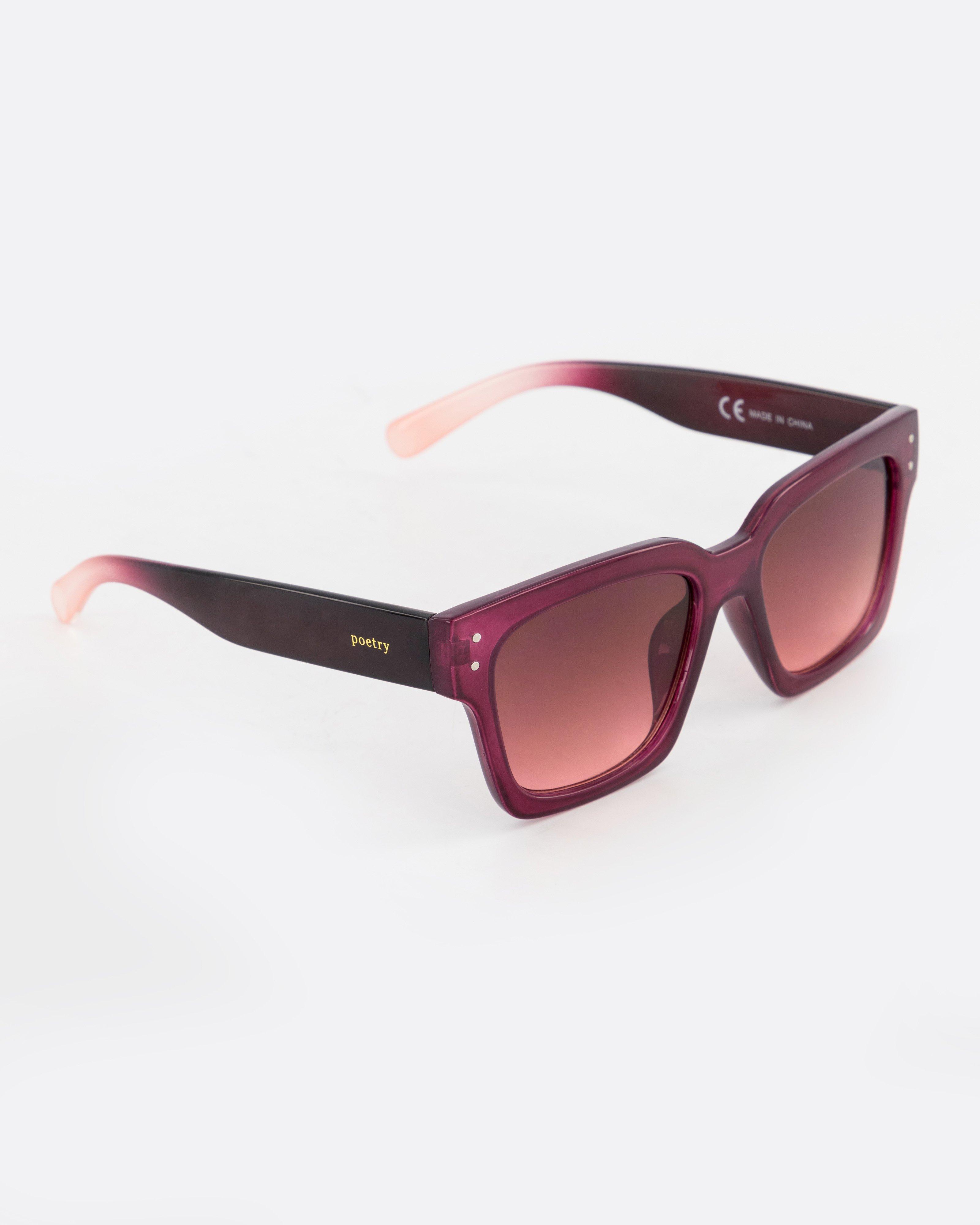 Polarised Large Square Sunglasses -  burgundy