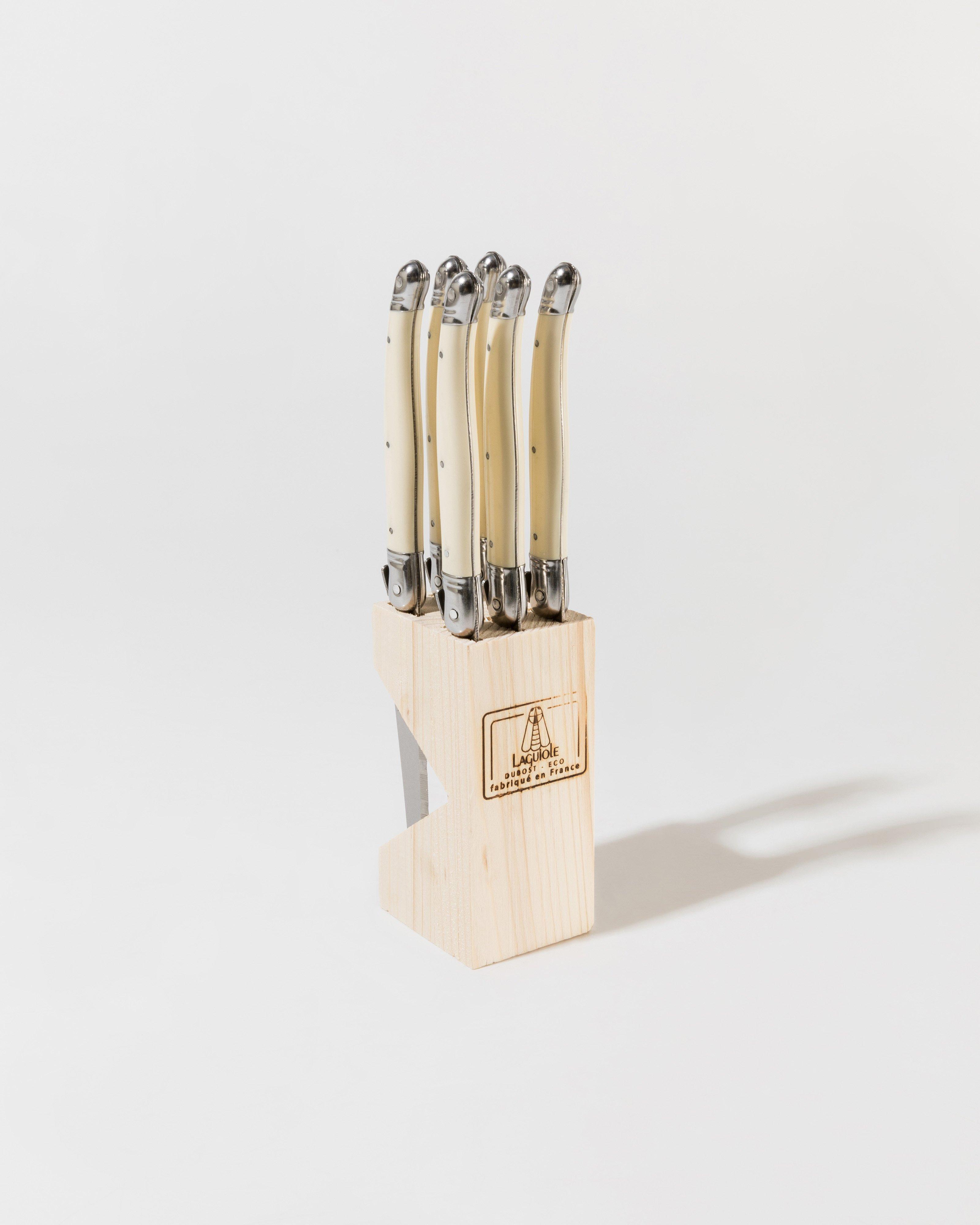 Laguiole Steak Knives in a Block  -  bone