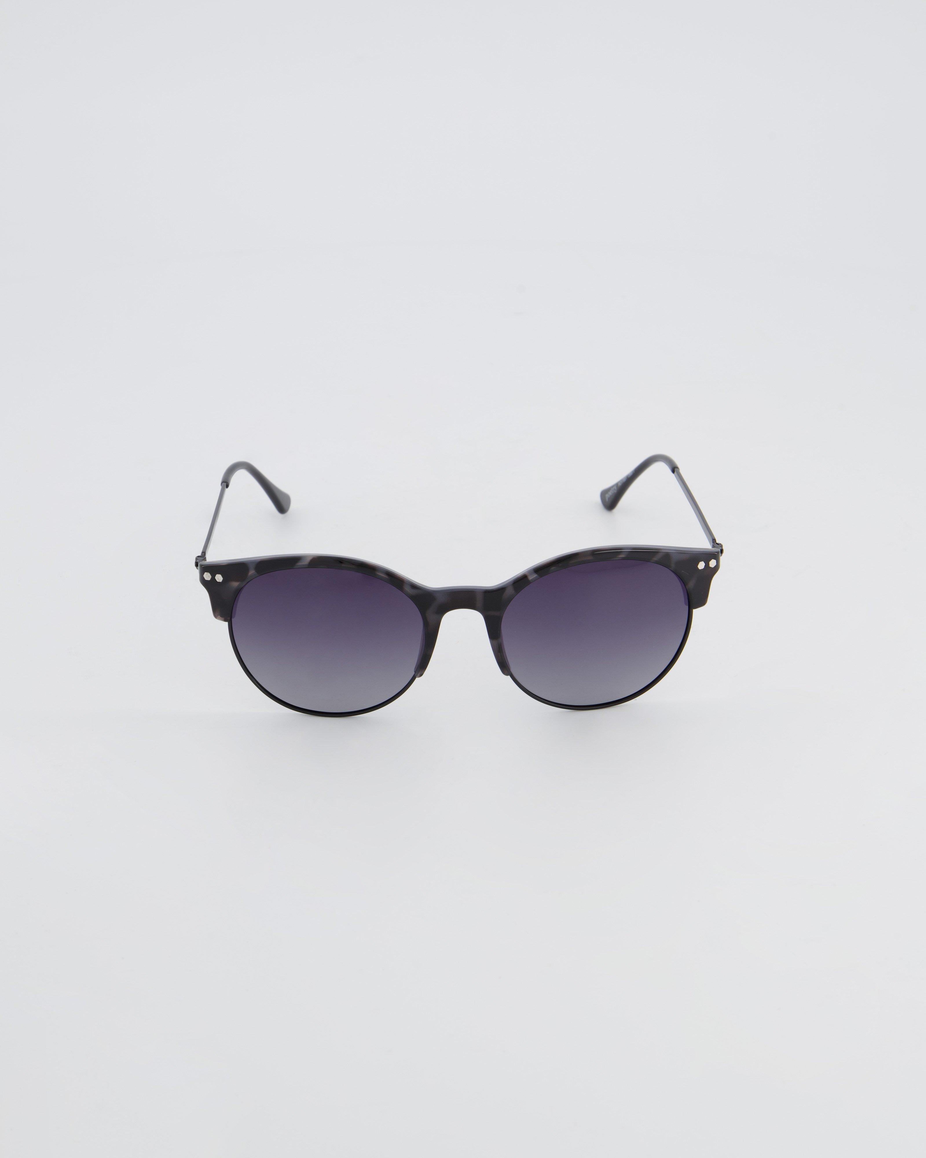 Round Clubmaster Sunglasses -  black