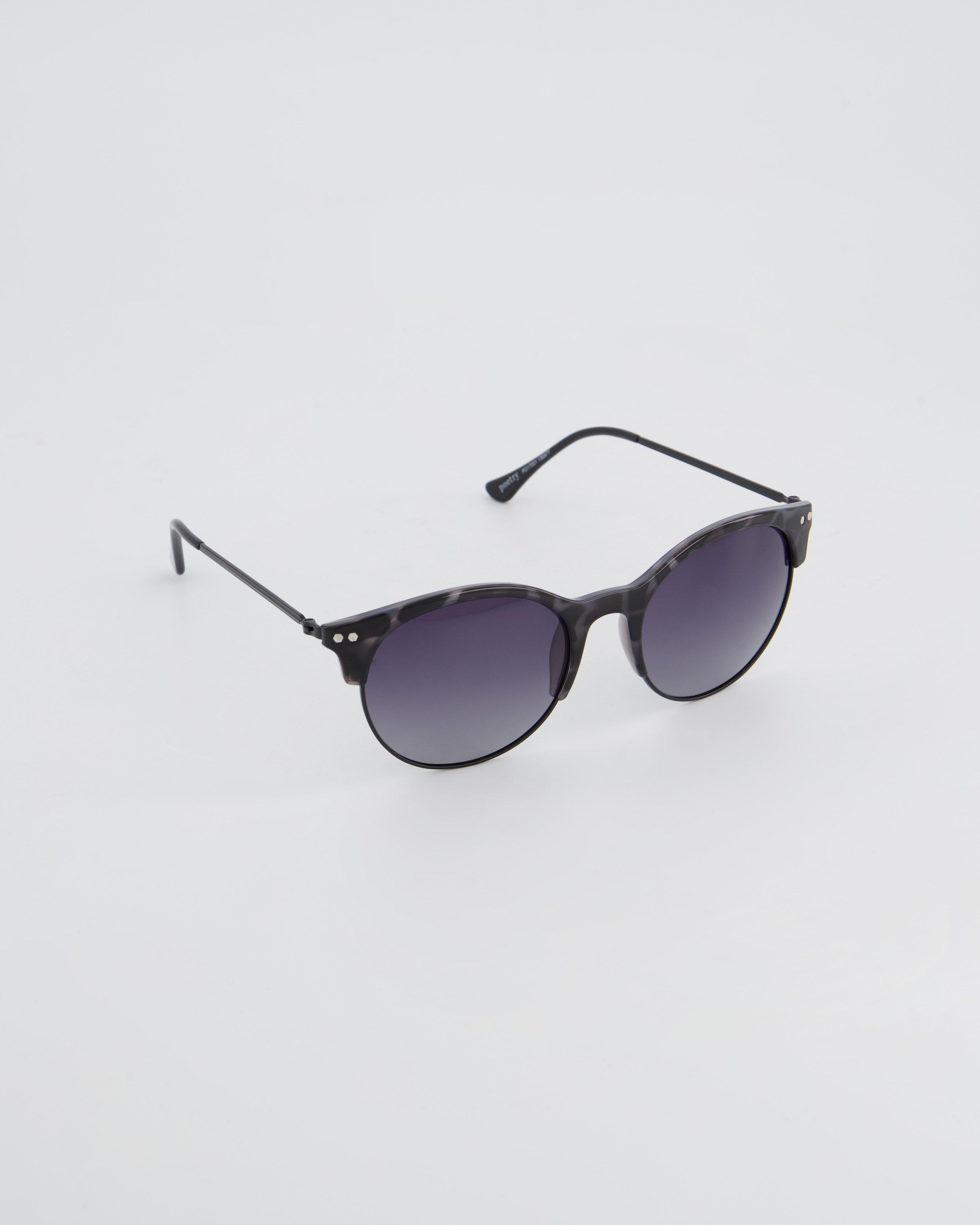 Round Clubmaster Sunglasses -  black