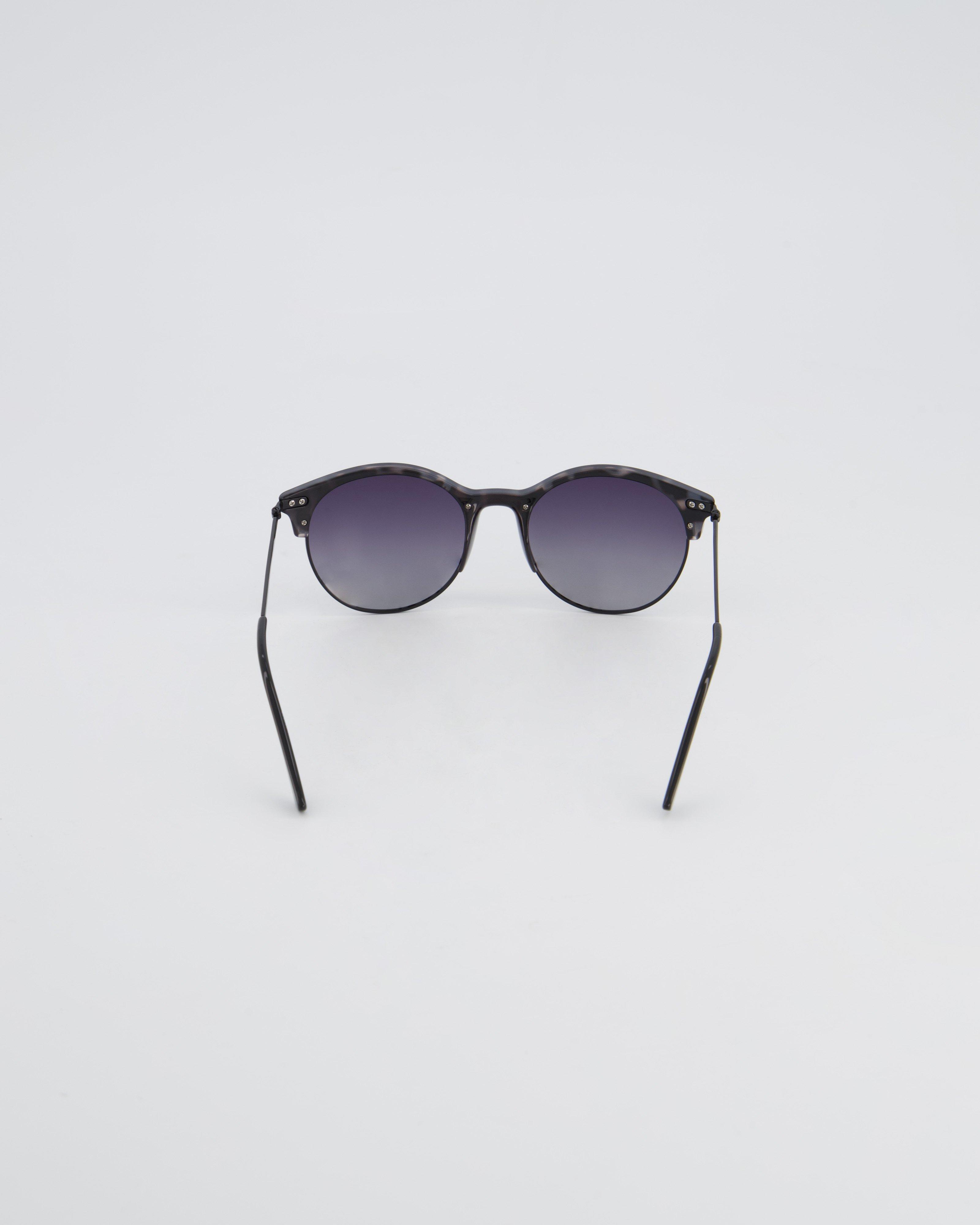 Round Clubmaster Sunglasses -  black