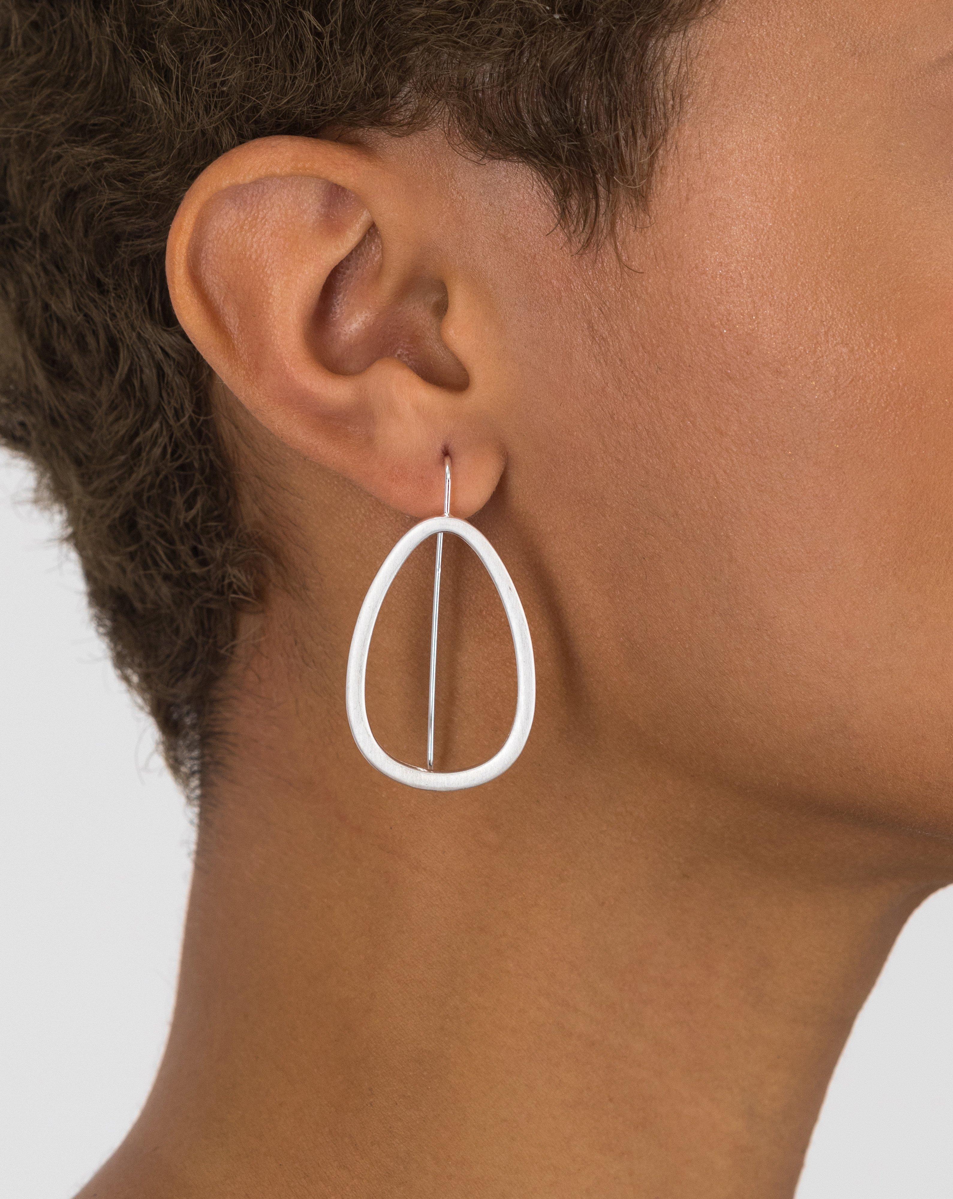 Geo Drop Earrings -  silver-silver