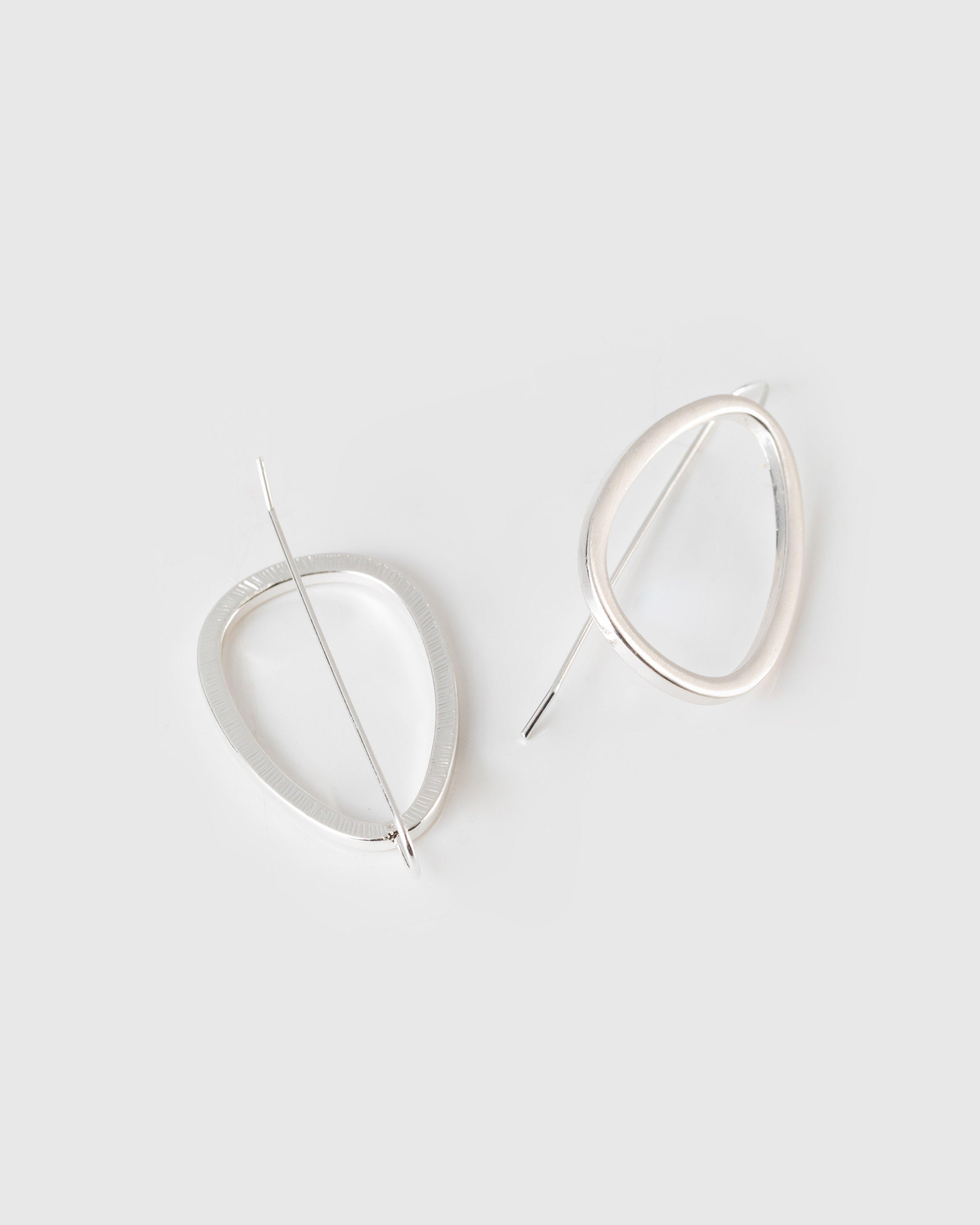 Geo Drop Earrings -  silver-silver