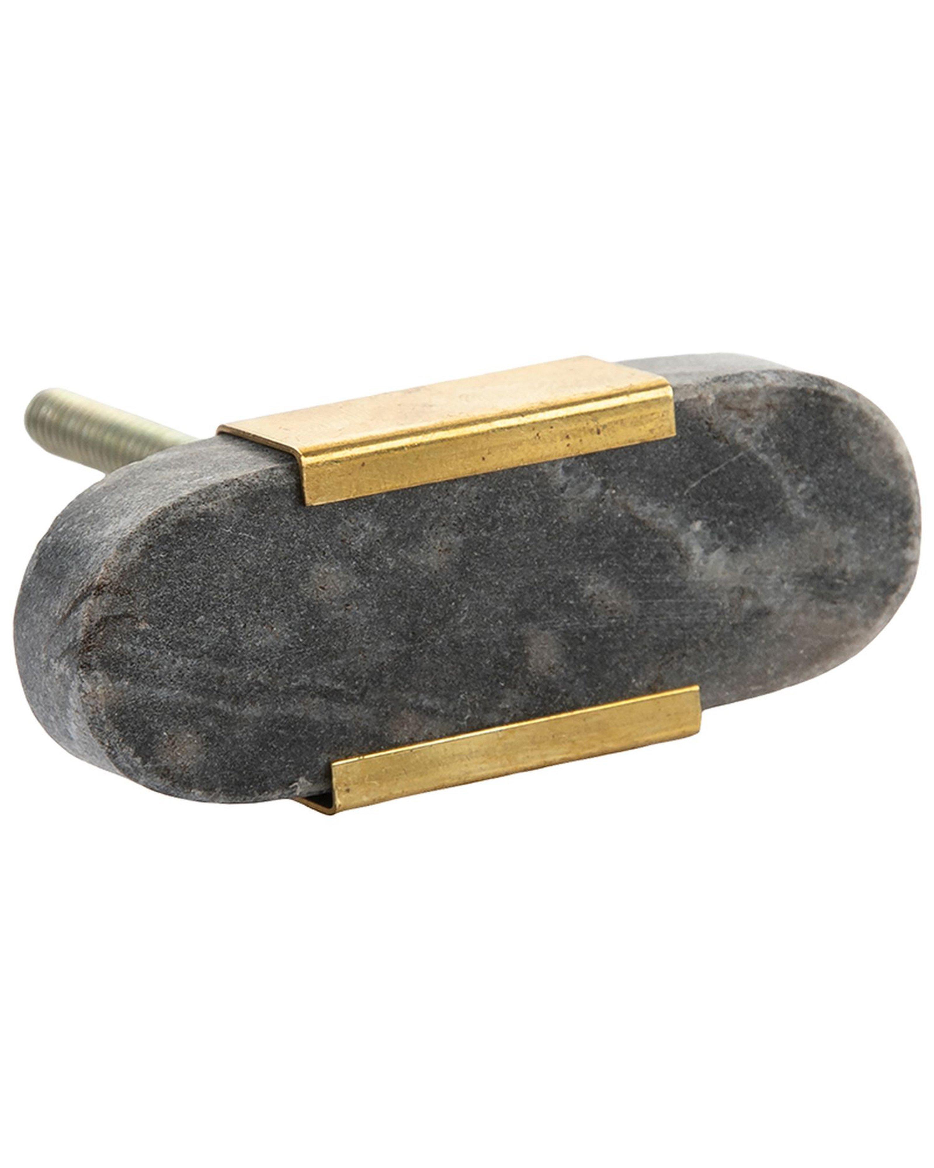 Grey Marble Knob -  grey-gold