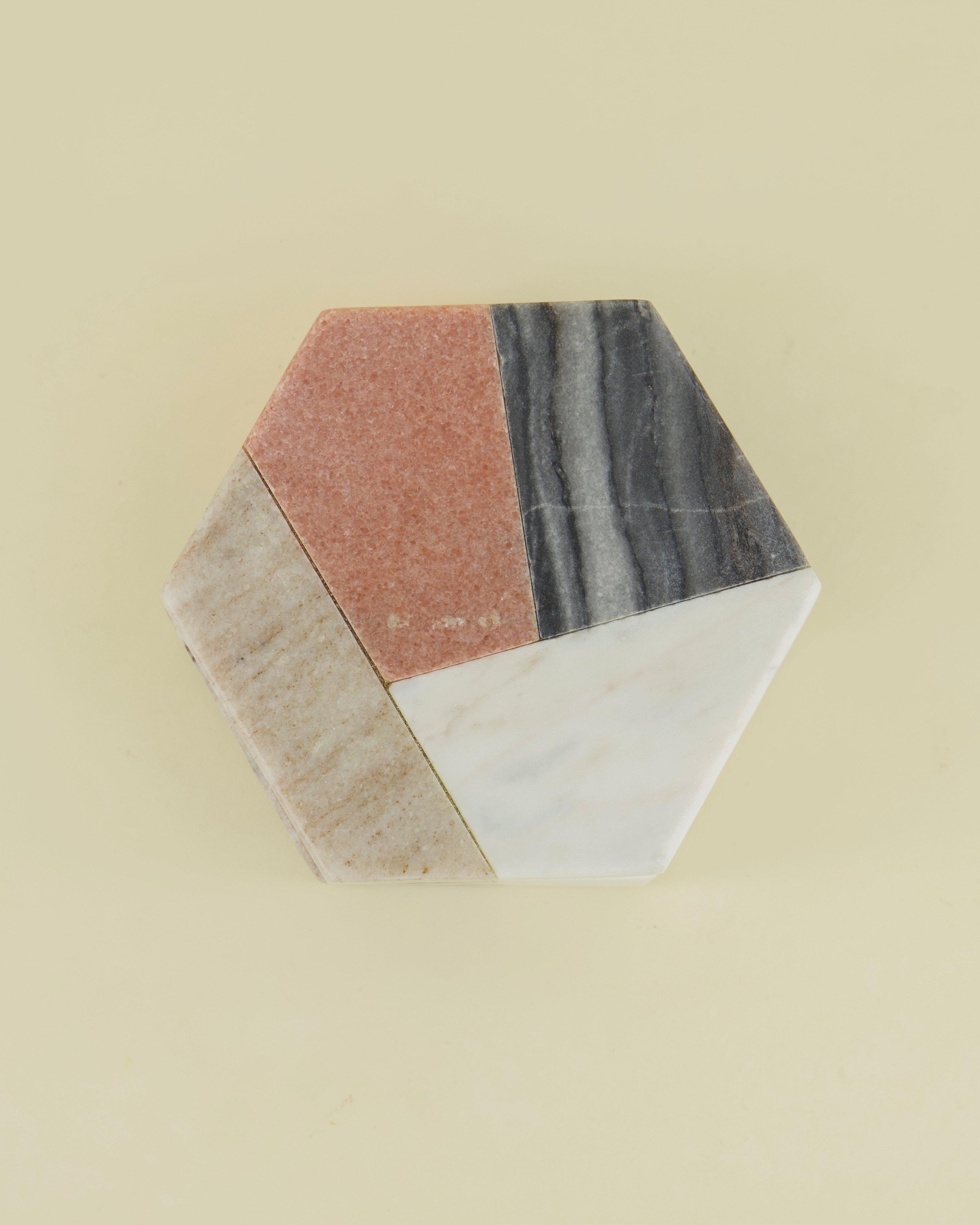 Marble Colourblock Coaster Set -  assorted